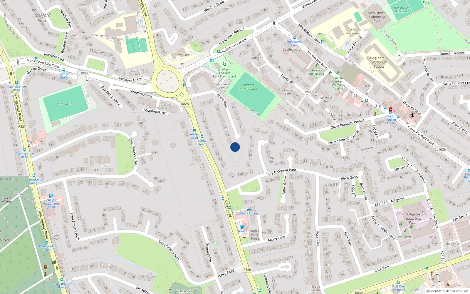 Overhead map showing the location of 17 Abbey Park, Monkstown, Co Dublin