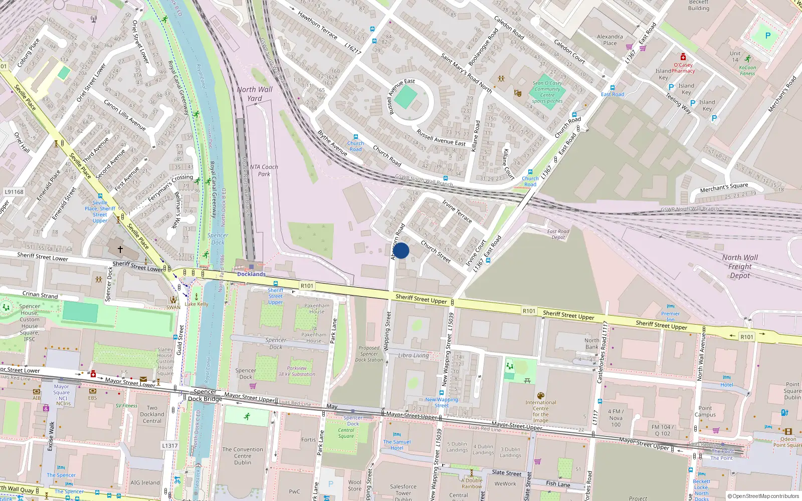 Overhead map showing the location of 17 Abercorn Road, Dublin 3