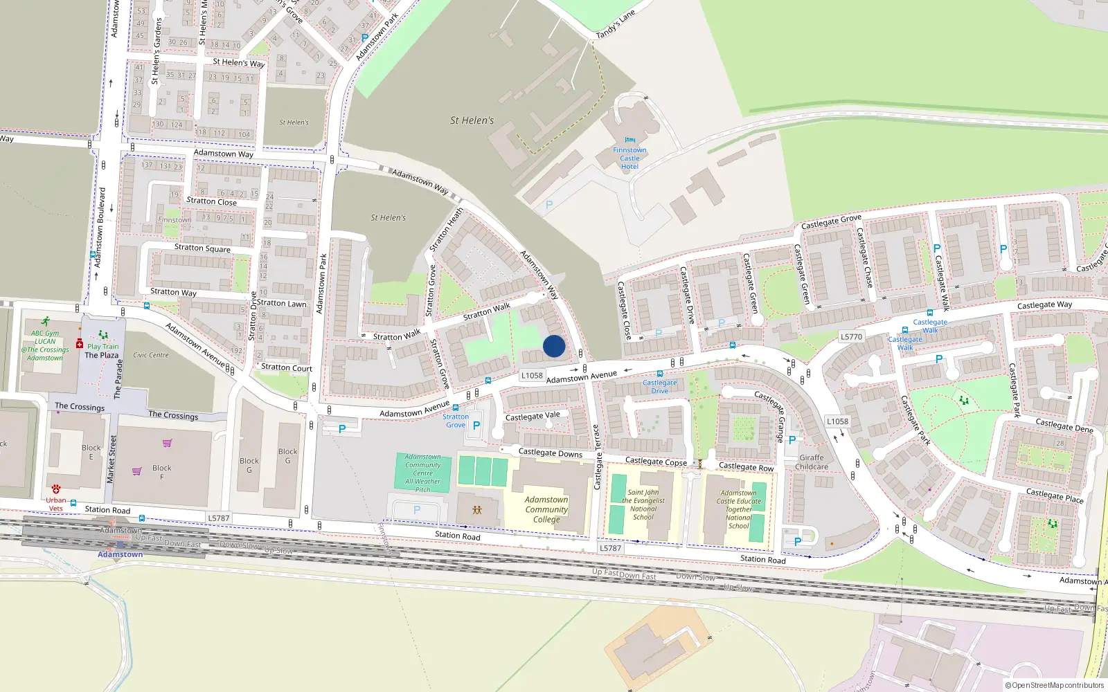 Overhead map showing the location of 17 Adamstown Way, Adamstown, Lucan