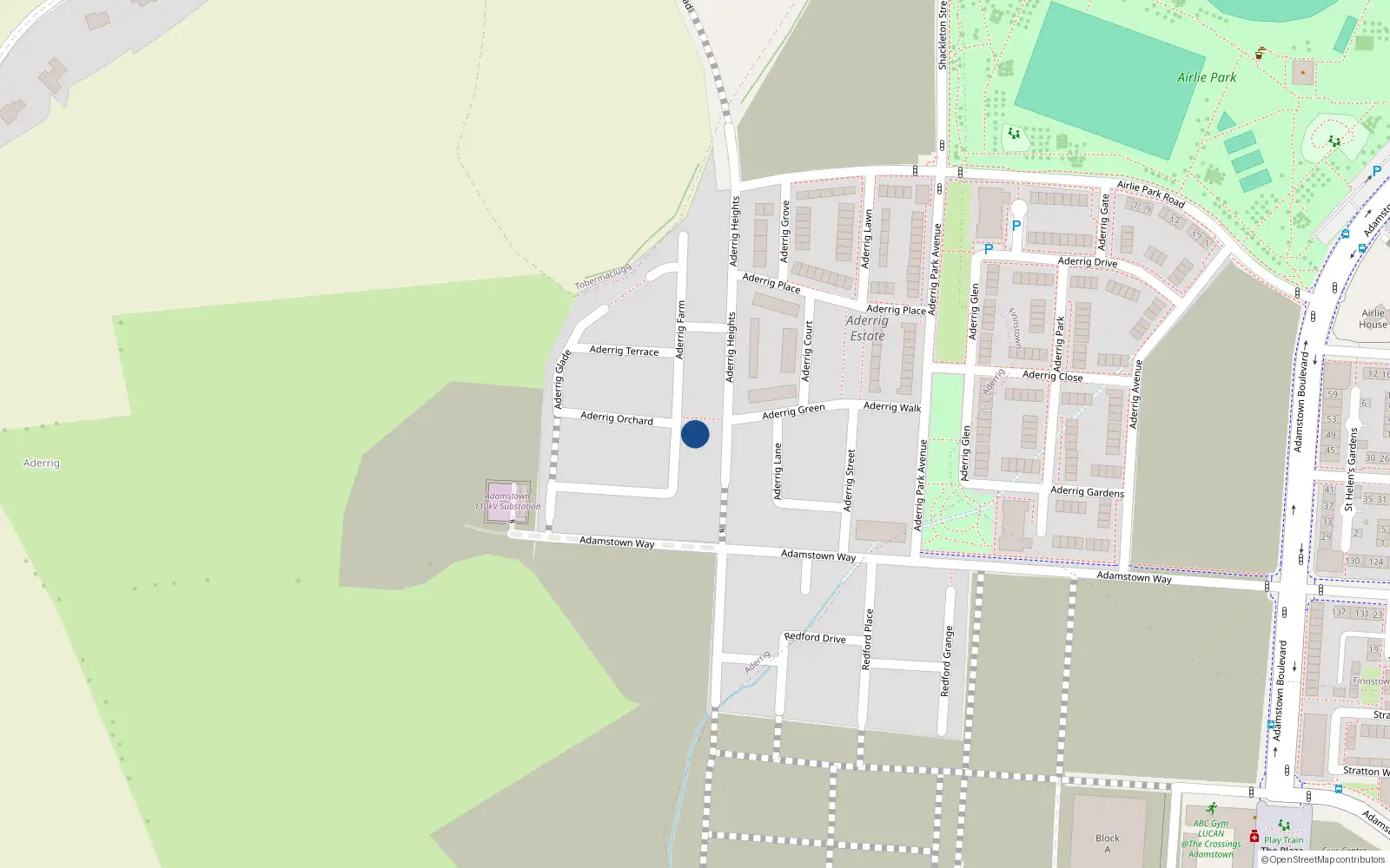 Overhead map showing the location of 17 Aderrig Farm, Lucan