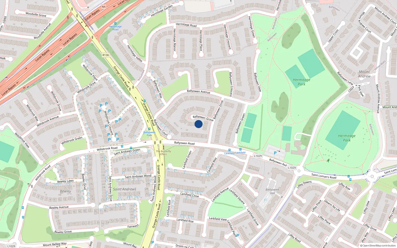 Overhead map showing the location of 17 Ballyowen Grove, Lucan