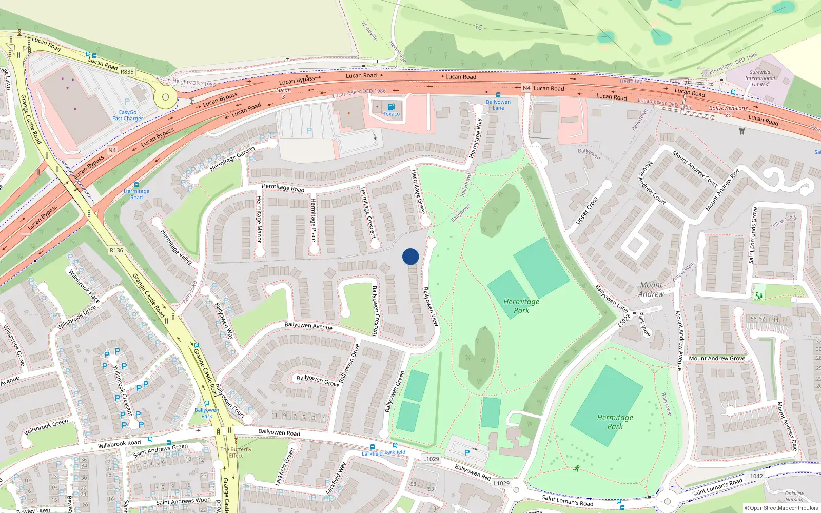 Overhead map showing the location of 17 Ballyowen View, Lucan
