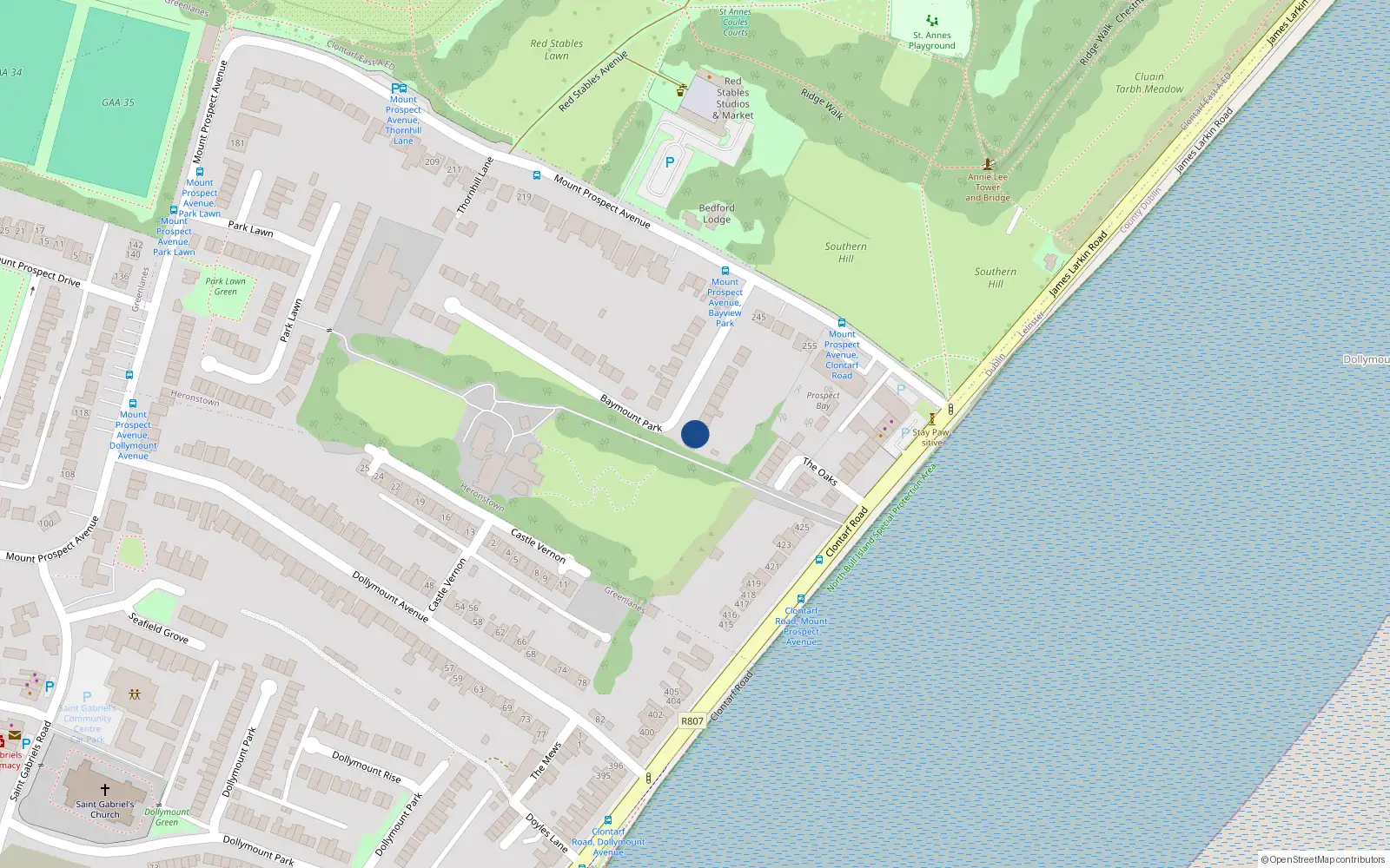 Overhead map showing the location of 17 Baymount Park, Clontarf, Dublin 3