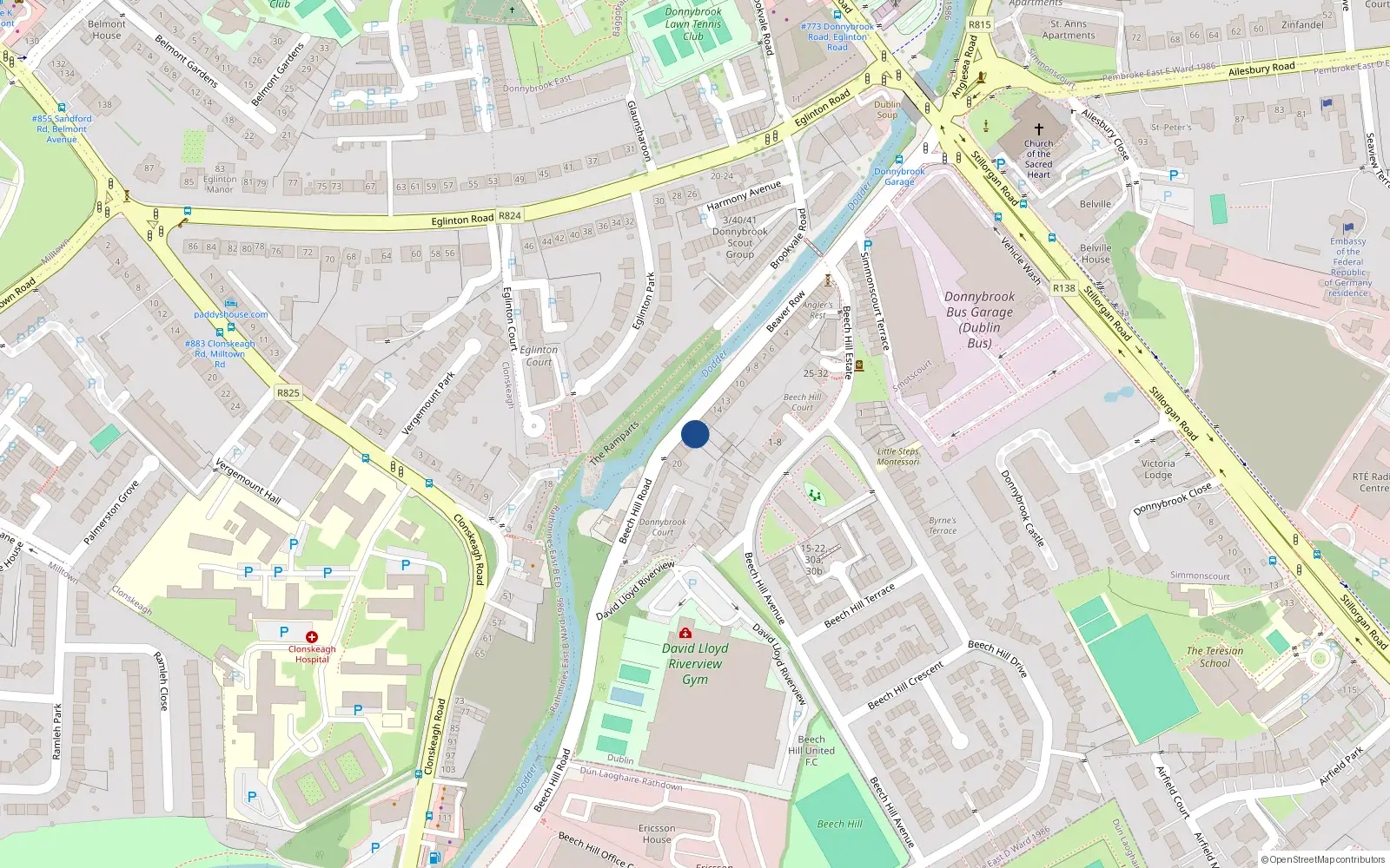 Overhead map showing the location of 17 Beaver Row, Roebuck