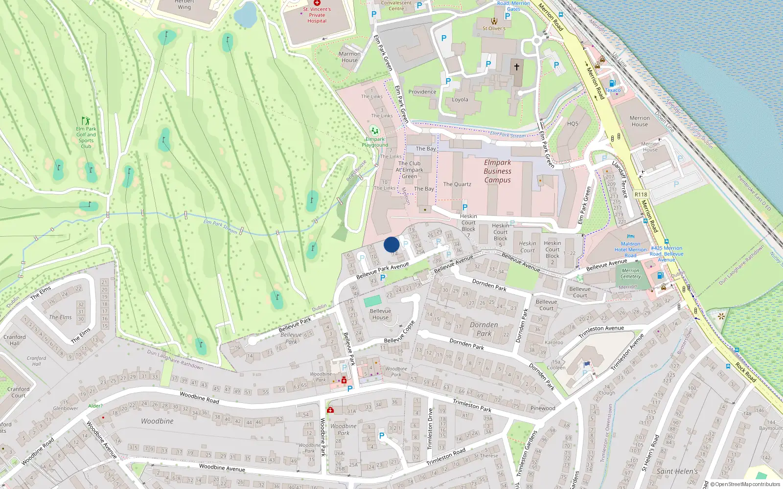 Overhead map showing the location of 17 Bellevue Park Avenue, Priesthouse