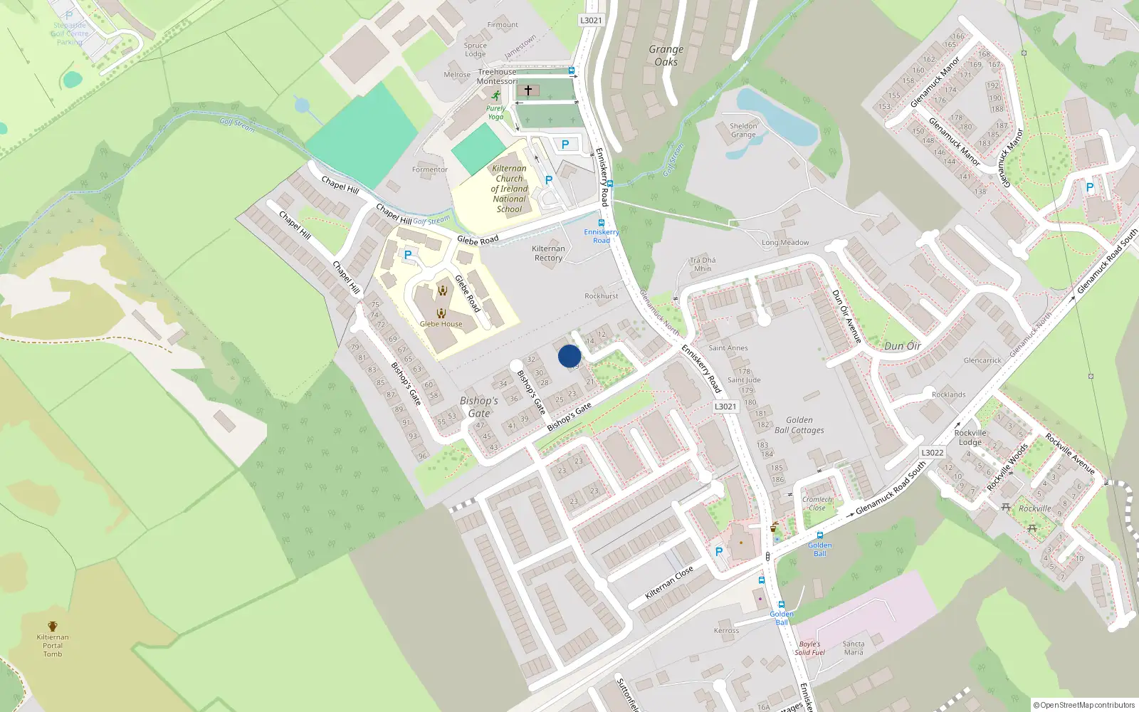 Overhead map showing the location of 17 Bishops Gate, Kilternan