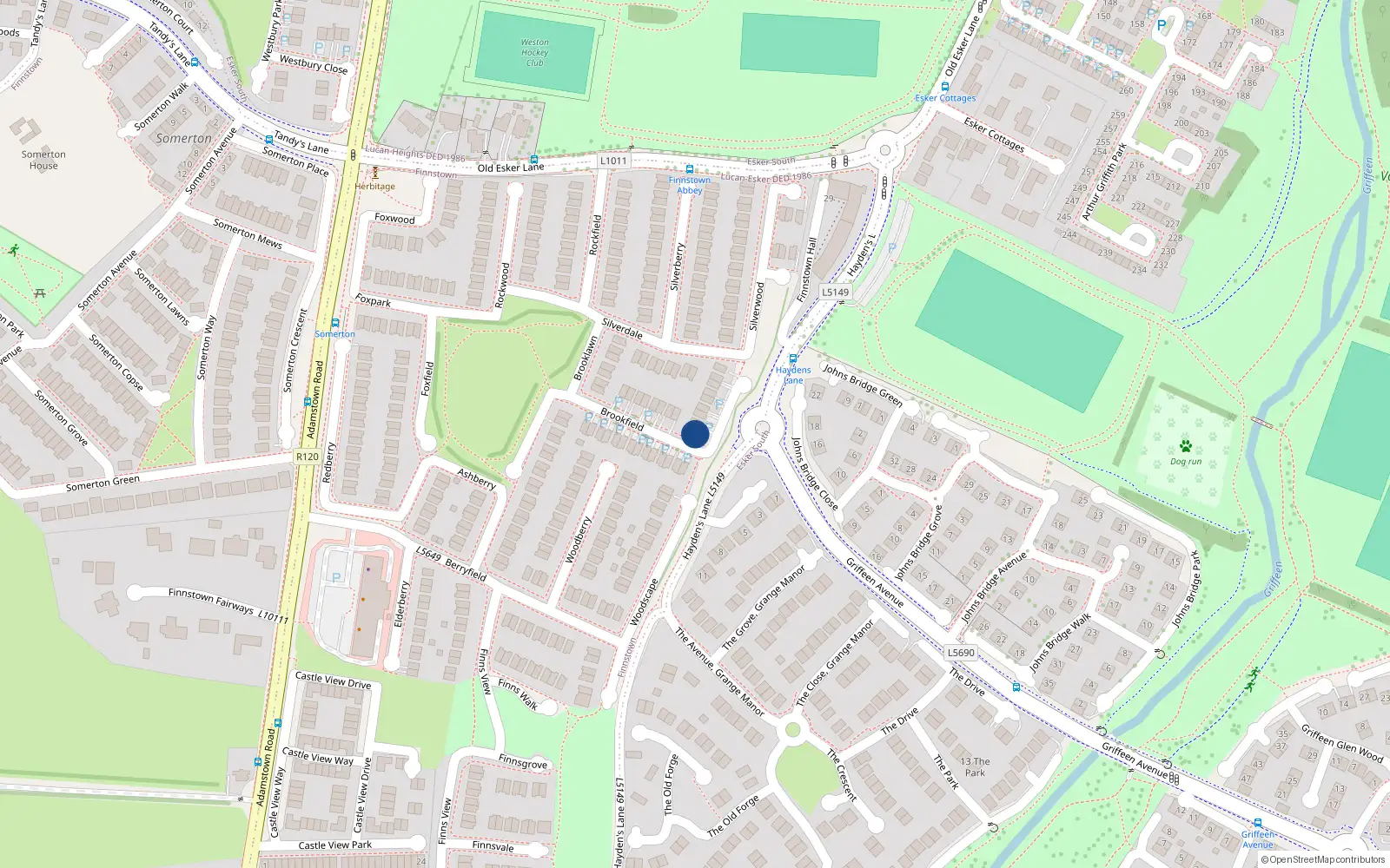 Overhead map showing the location of 17 Brookfield, Lucan