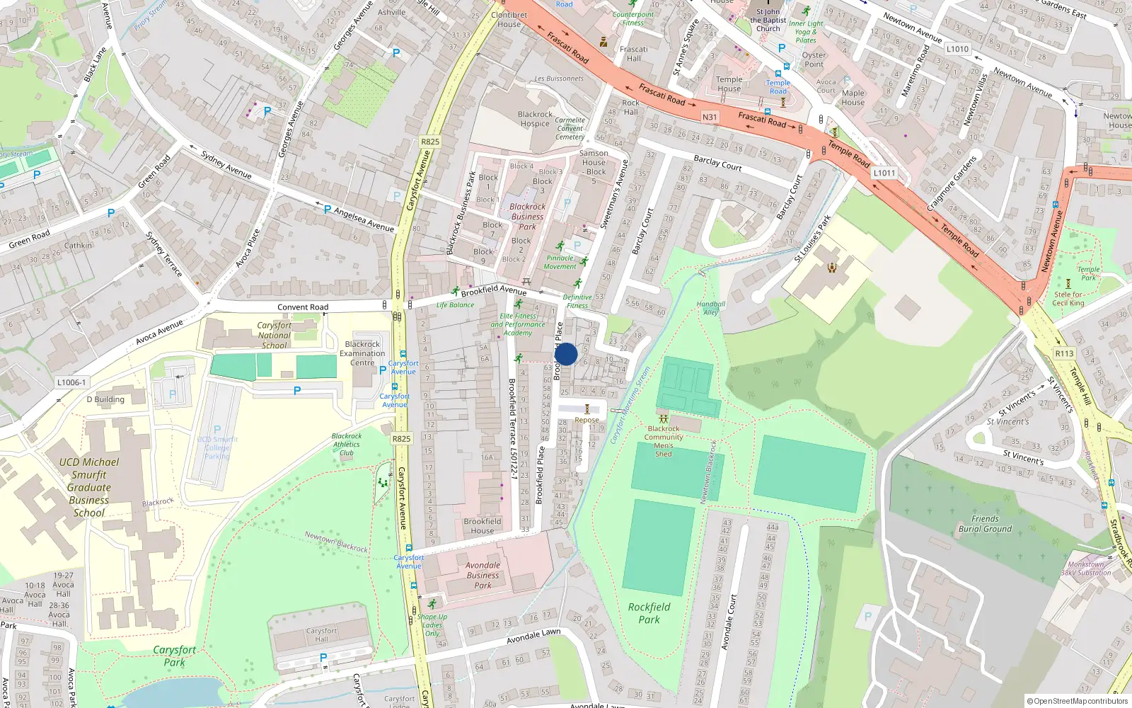 Overhead map showing the location of 17 Brookfield Place, Blackrock