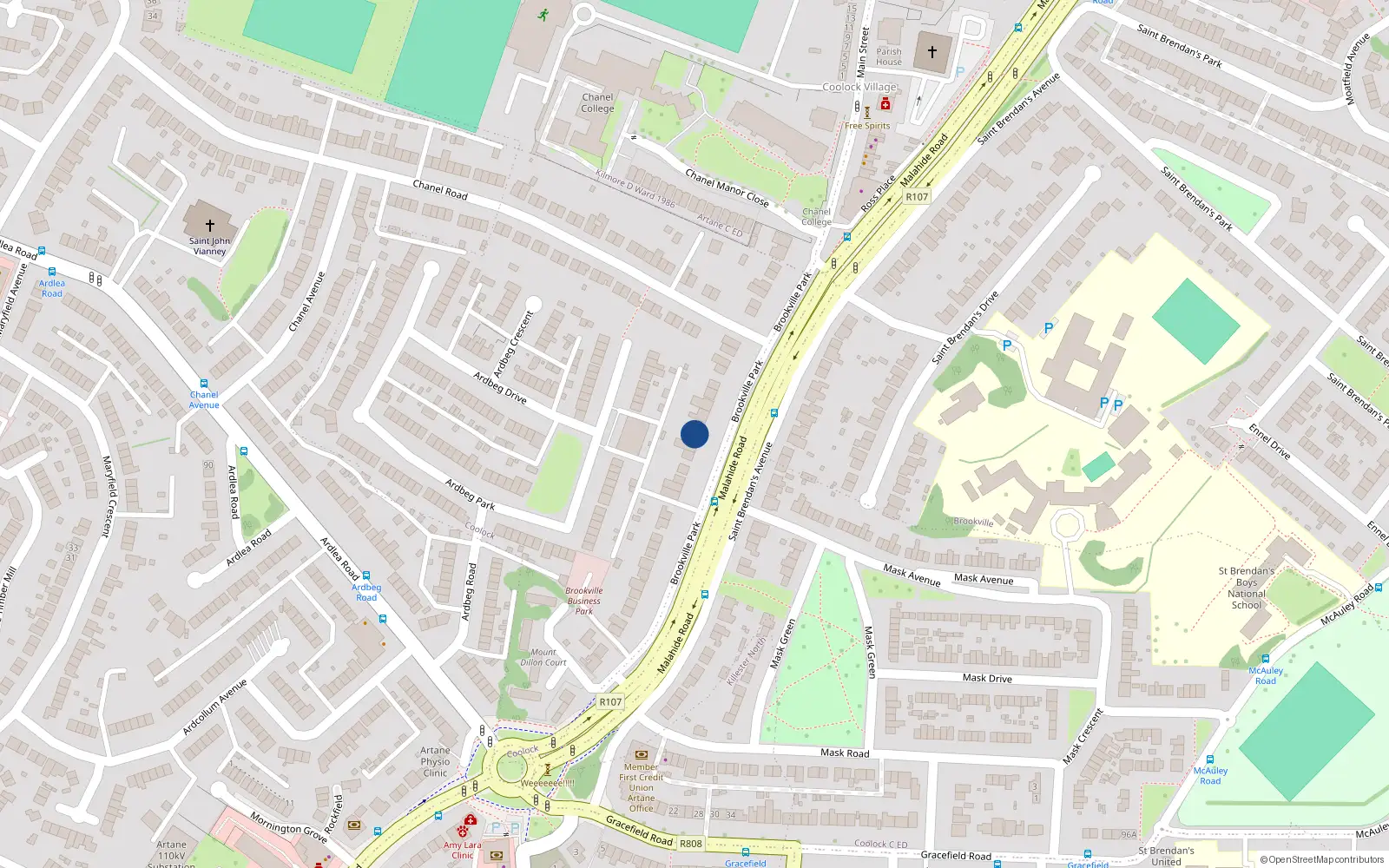 Overhead map showing the location of 17 Brookville Park, Dublin 5
