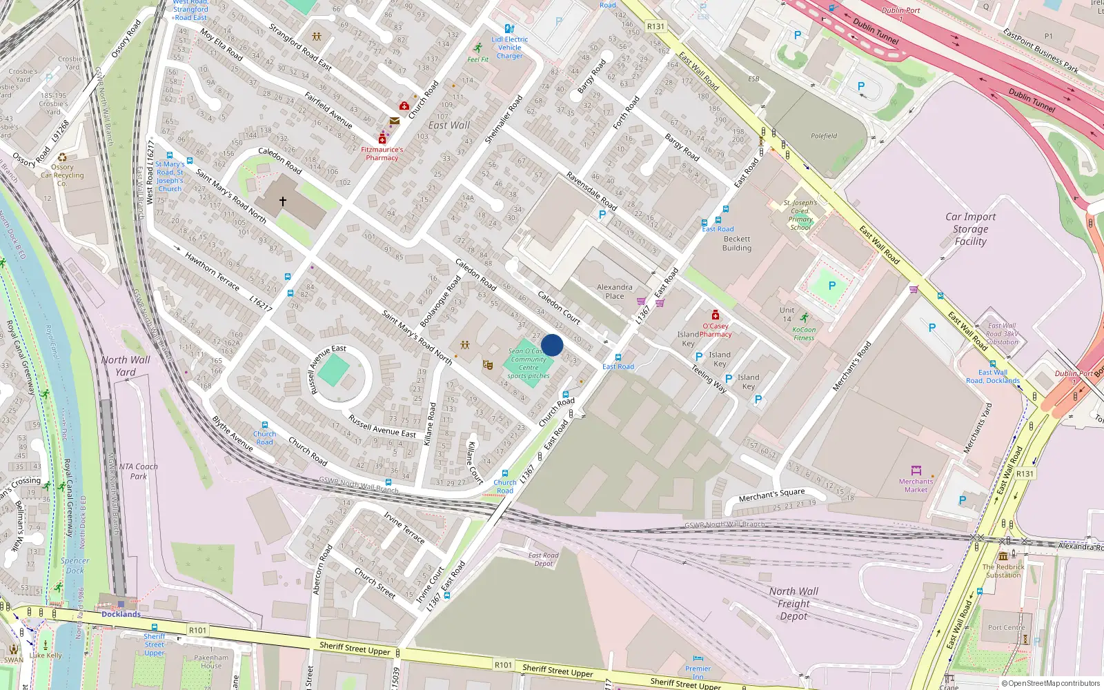Overhead map showing the location of 17 Caledon Road, Dublin 3