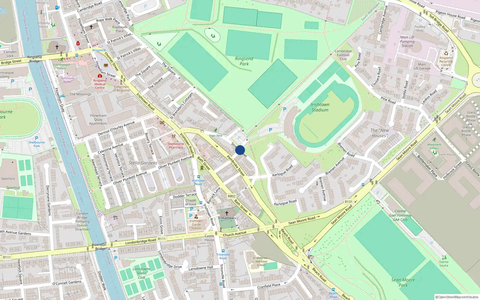 Overhead map showing the location of 17 Chapel Avenue, Irishtown