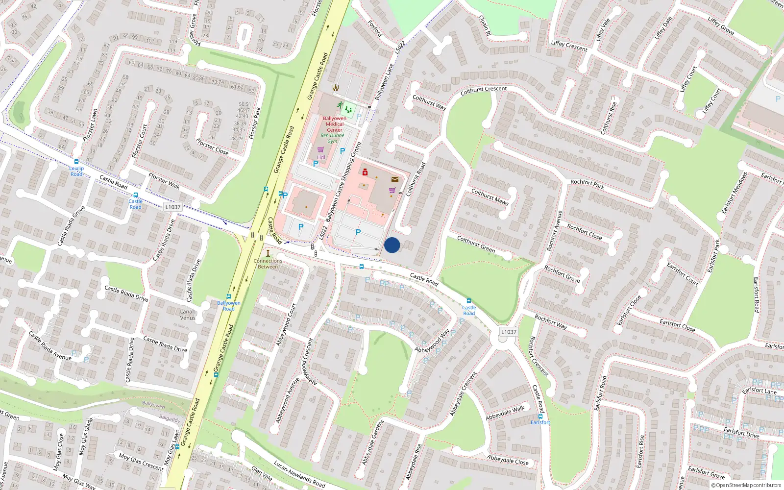 Overhead map showing the location of 17 Colthurst Road, Lucan