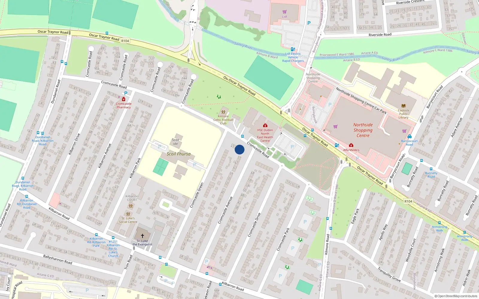 Overhead map showing the location of 17 Cromcastle Road, Dublin 5, Dublin