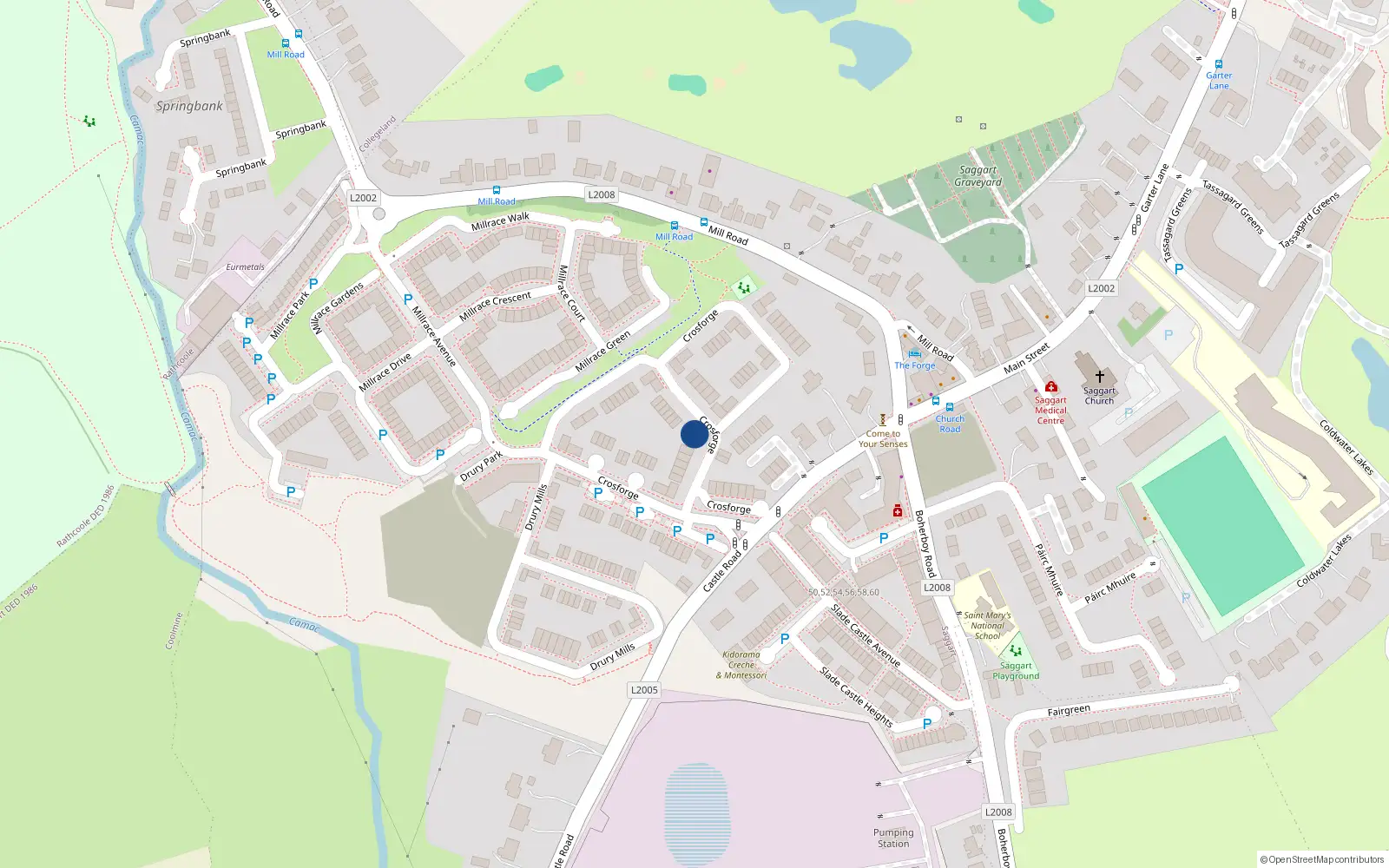 Overhead map showing the location of 17 Crosforge, Saggart
