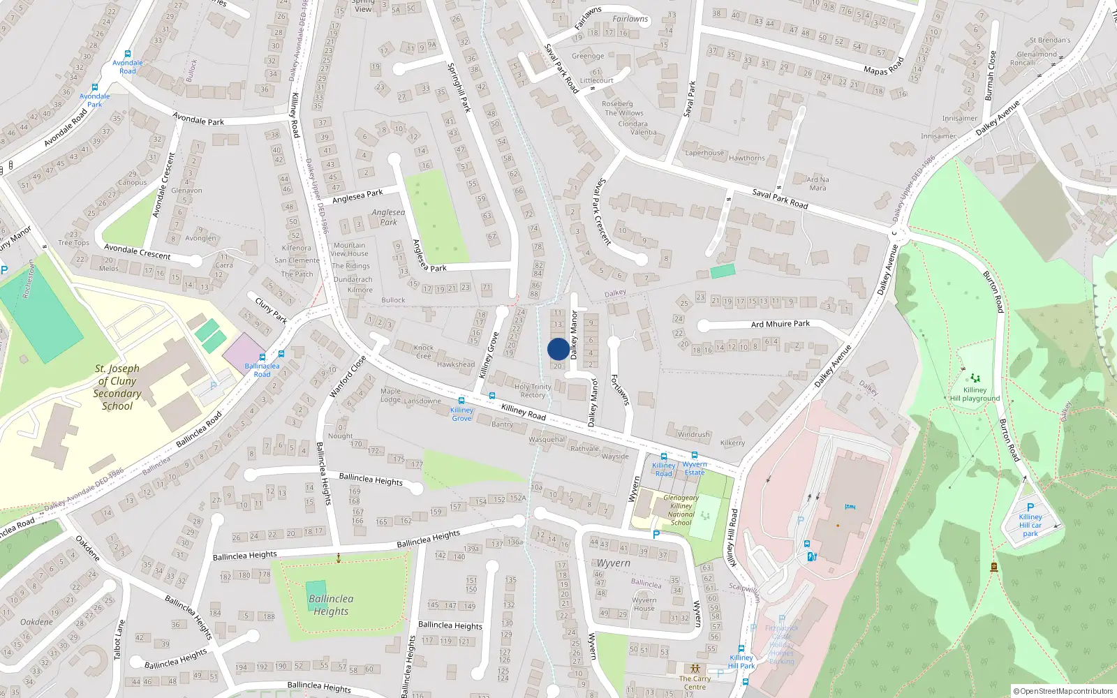Overhead map showing the location of 17 Dalkey Manor, Dalkey