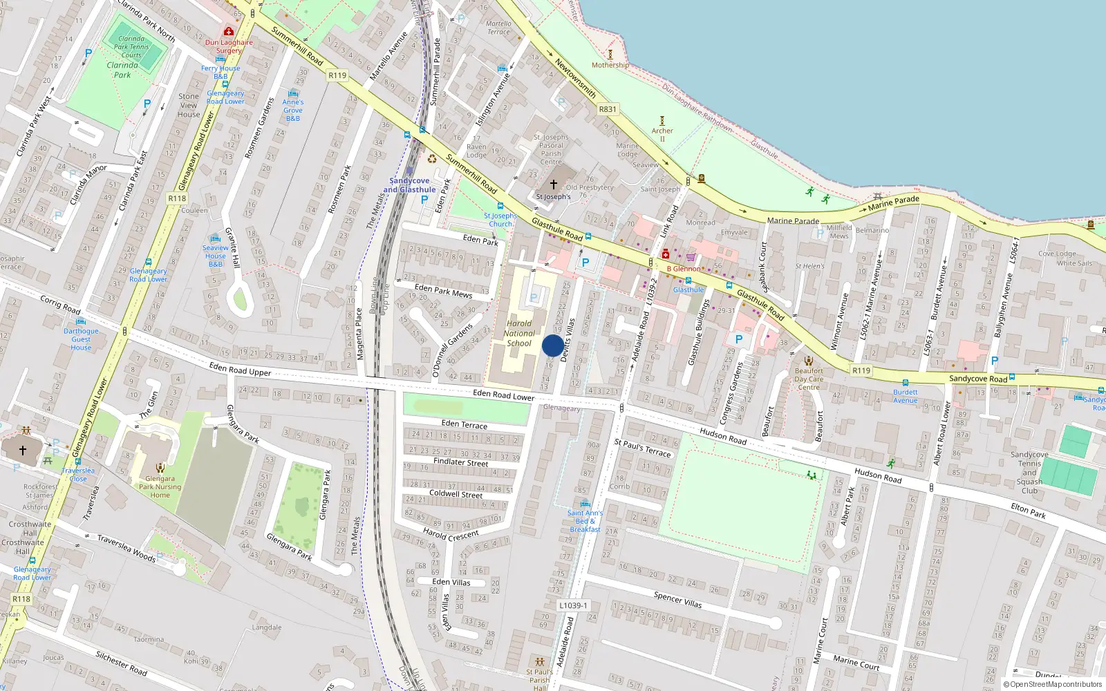 Overhead map showing the location of 17 Devitt Villas, Dublin
