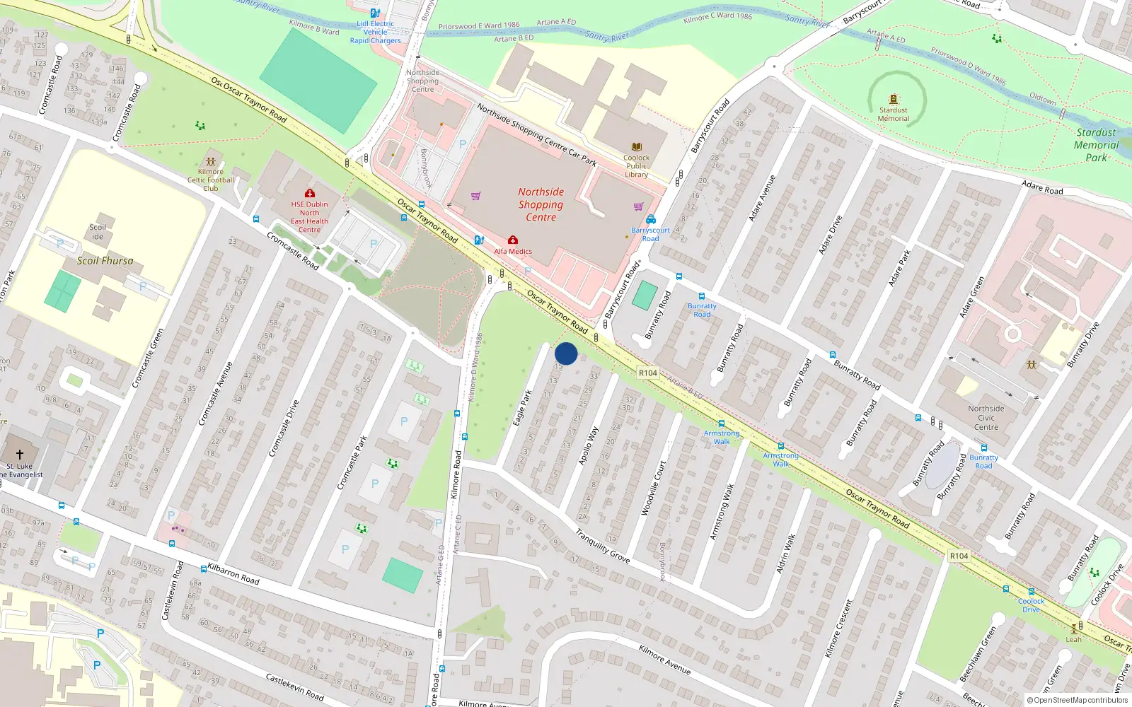 Overhead map showing the location of 17 Eagle Park, Dublin 5