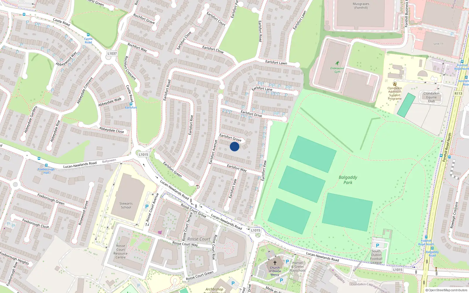 Overhead map showing the location of 17 Earlsfort Grove, Lucan