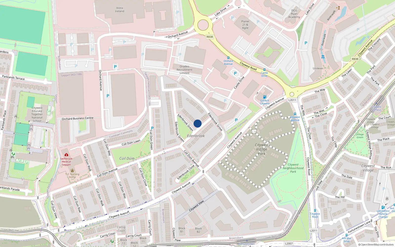 Overhead map showing the location of 17 Edenbrook Green, Dublin
