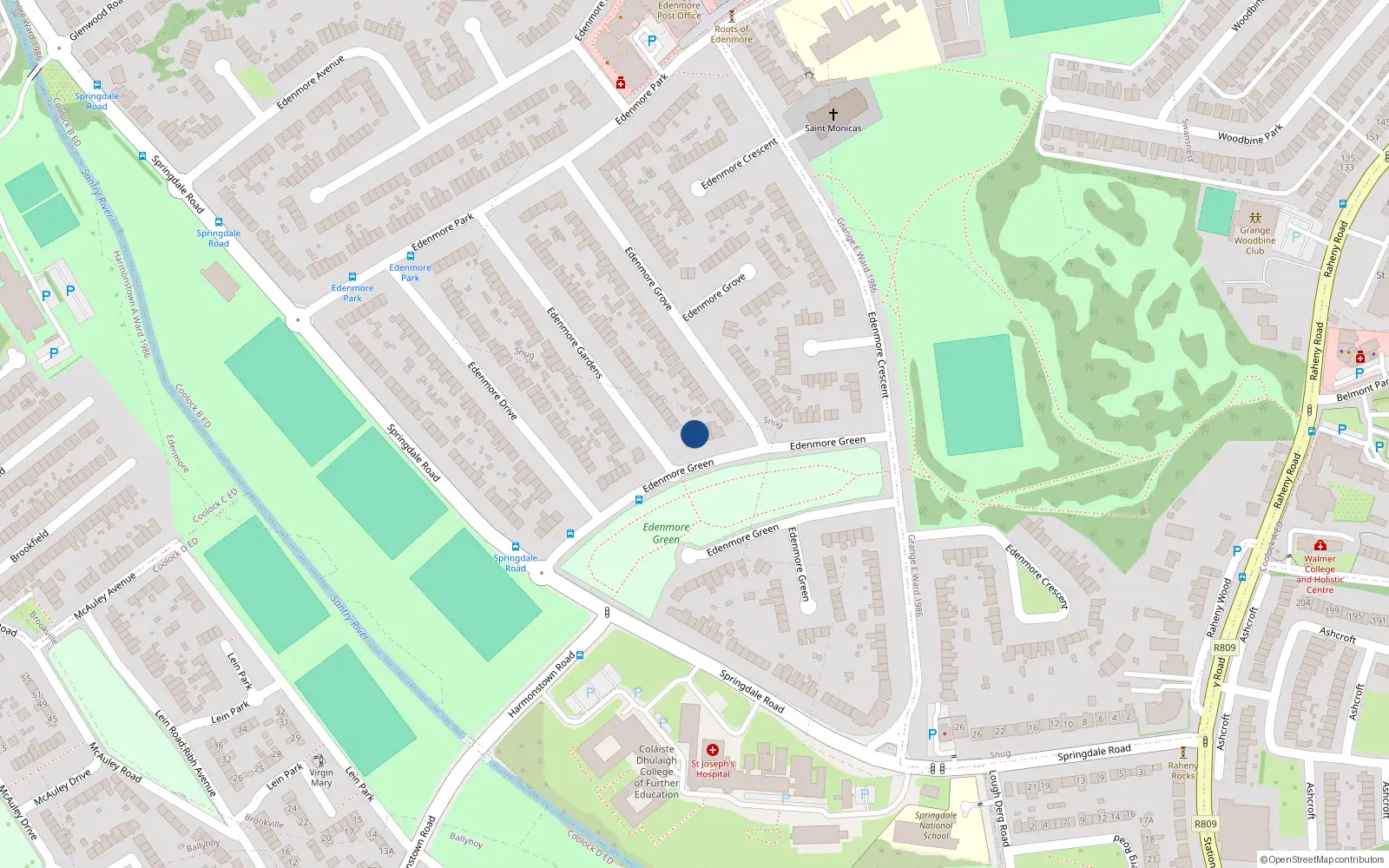 Overhead map showing the location of 17 Edenmore Green, Dublin 5