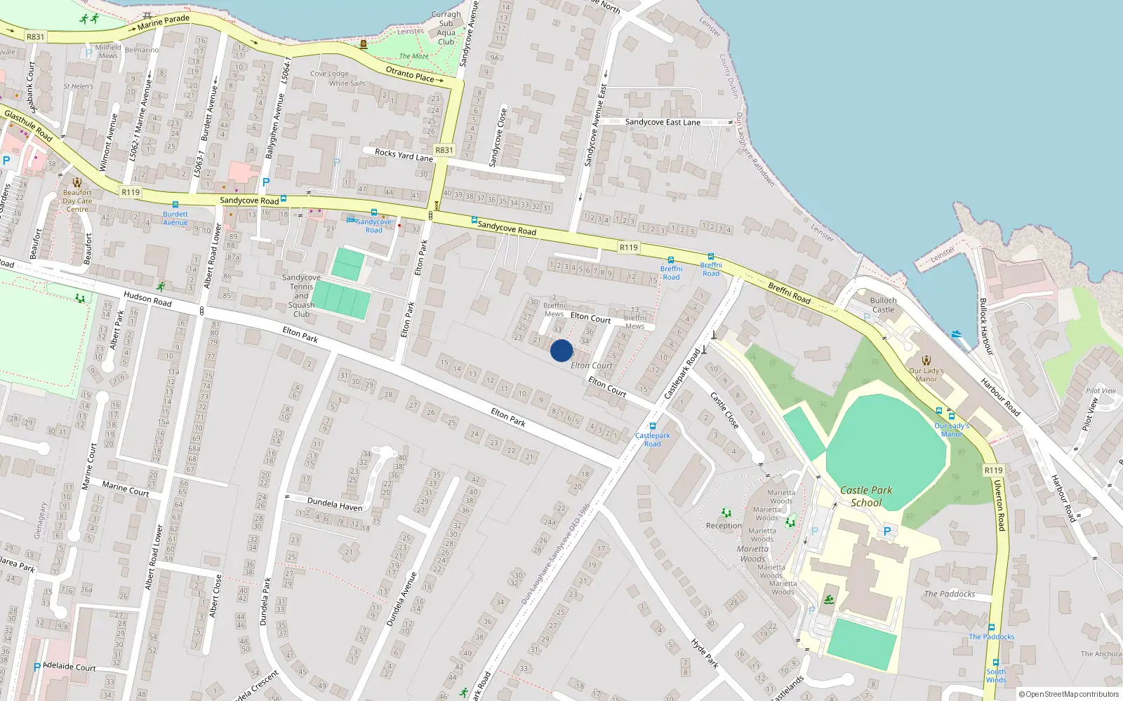 Overhead map showing the location of 17 Elton Court, Dublin