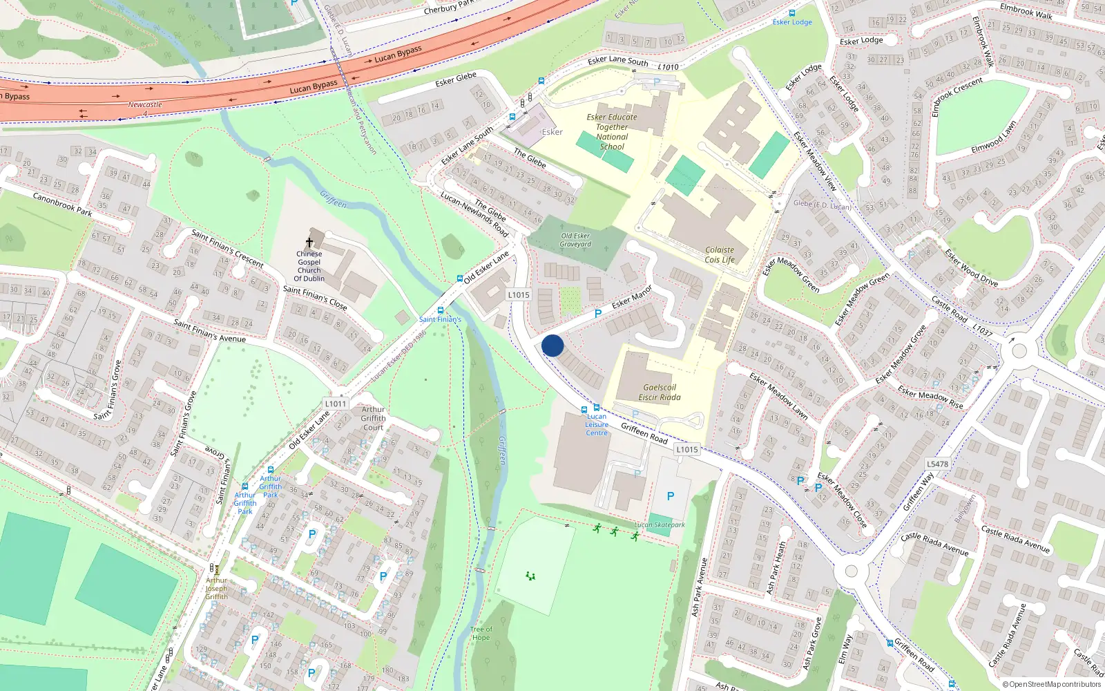 Overhead map showing the location of 17 Esker Manor, Lucan, Dublin
