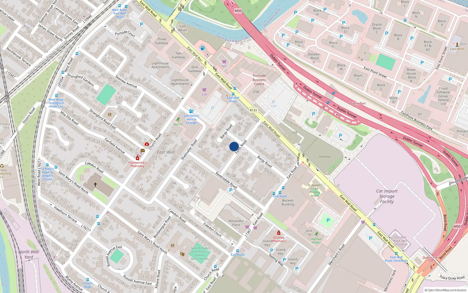 Overhead map showing the location of 17 Forth Road, Dublin 3