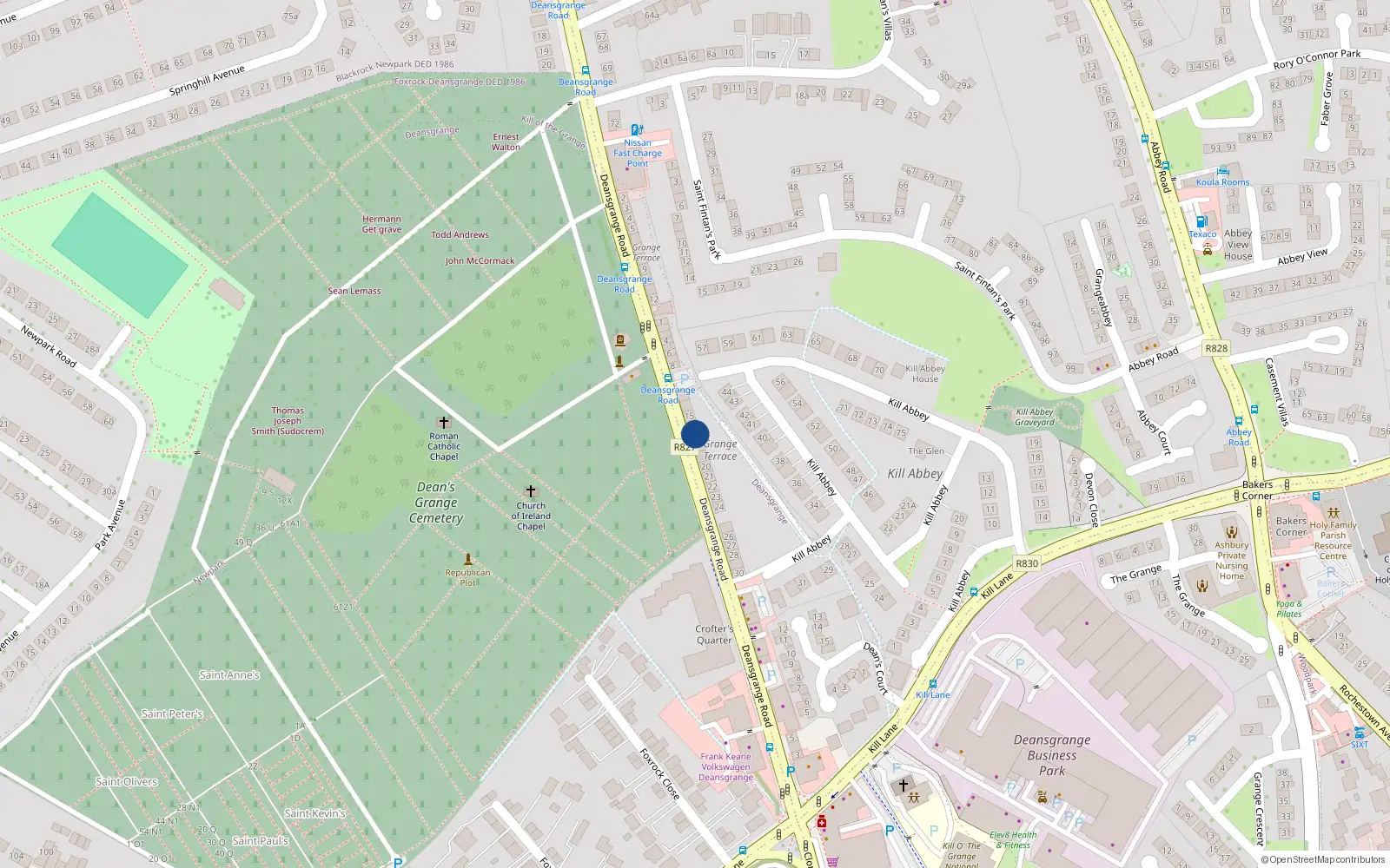 Overhead map showing the location of 17 Grange Terrace, Deansgrange, Blackrock