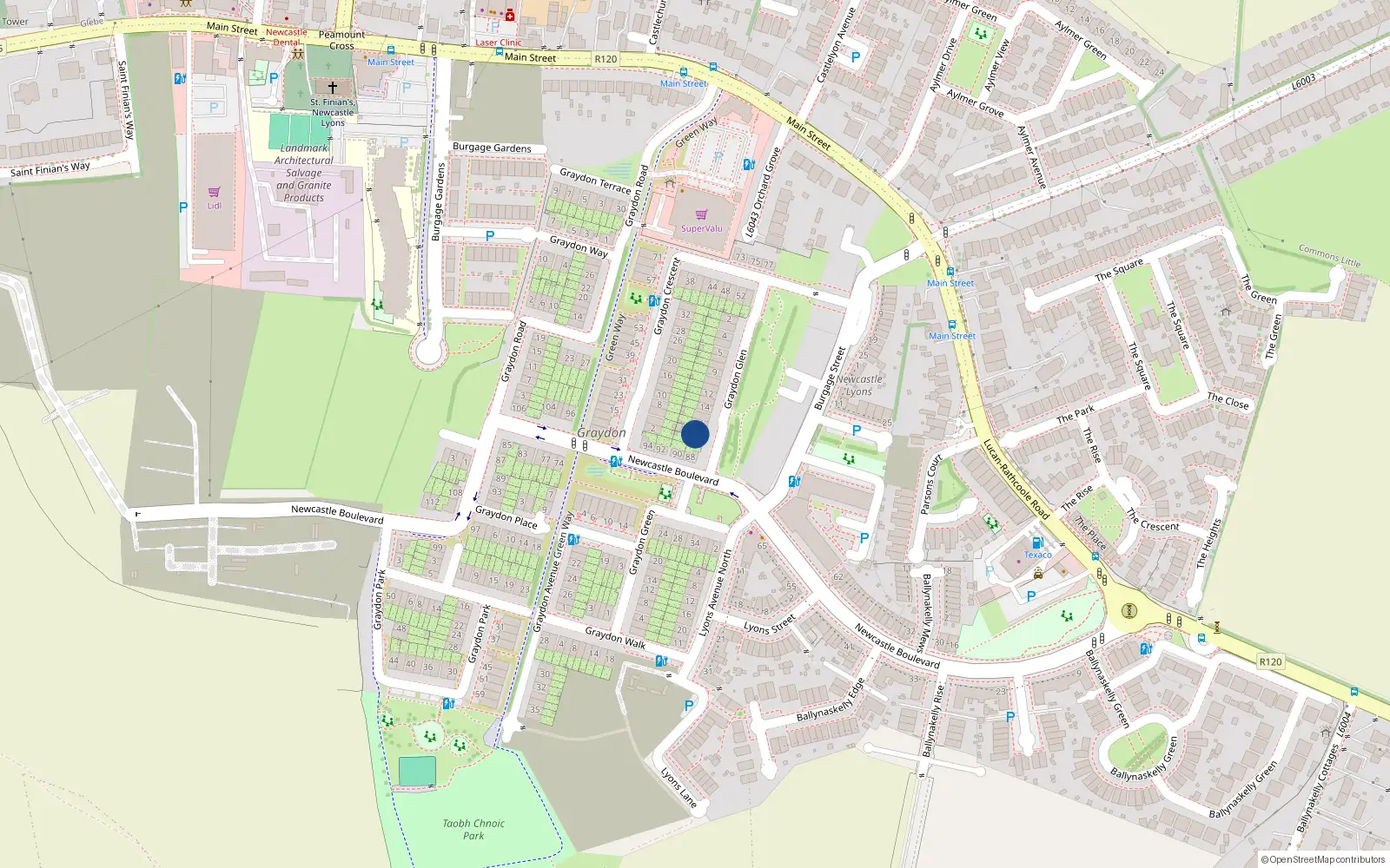Overhead map showing the location of 17 Graydon Glen, Newcastle