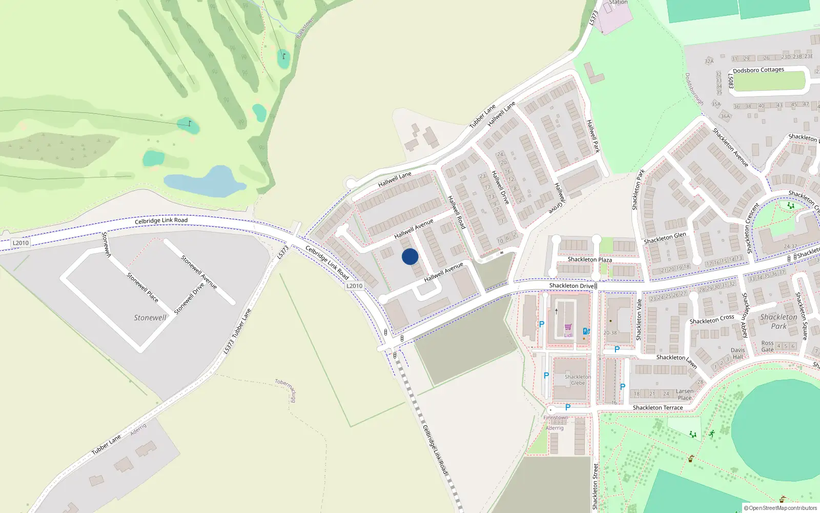 Overhead map showing the location of 17 Hallwell Avenue, Lucan