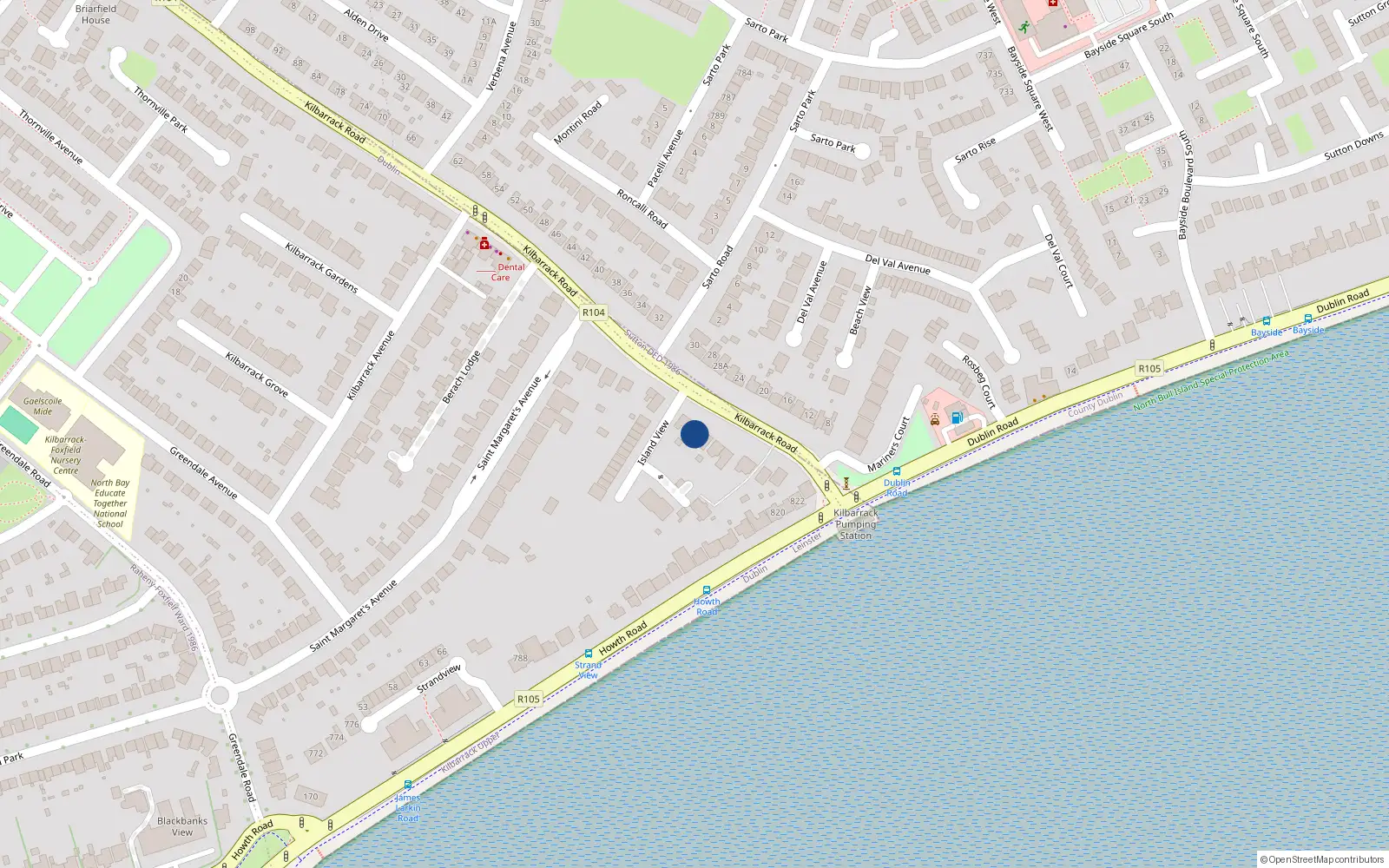 Overhead map showing the location of 17 Kilbarrack Road, Kilbarrack, Dublin 5