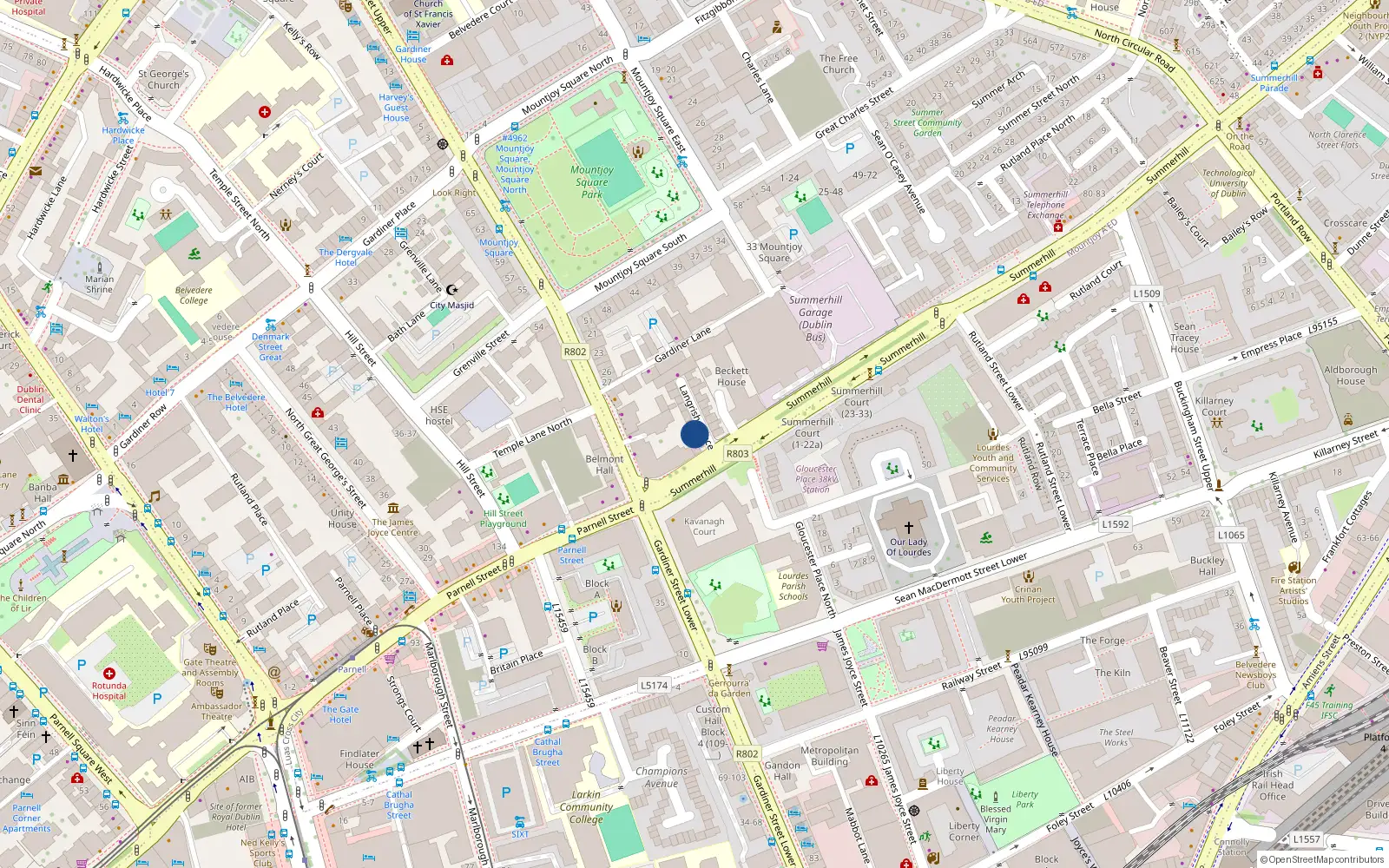 Overhead map showing the location of 17 Langrishe Place, Dublin 1