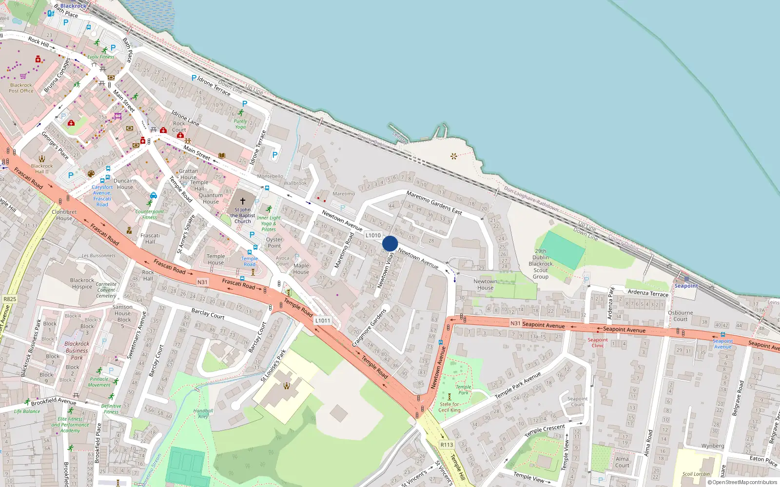 Overhead map showing the location of 17 Maretimo House, Newtown Avenue, Blackrock