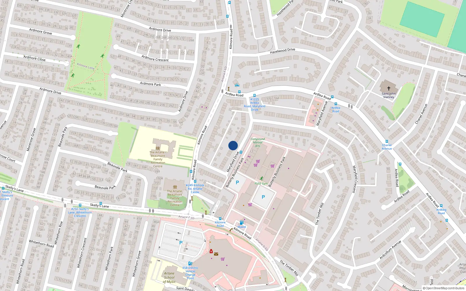 Overhead map showing the location of 17 Maryfield Drive, Dublin 5