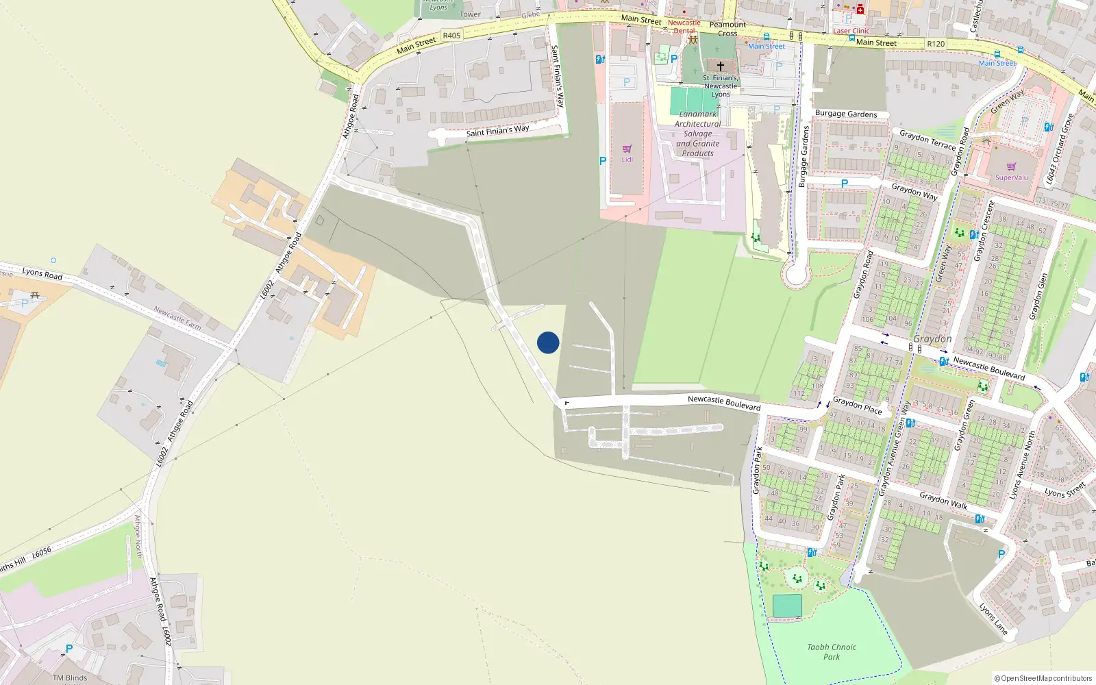 Overhead map showing the location of 17 Mason Cross Park, Newcastle South