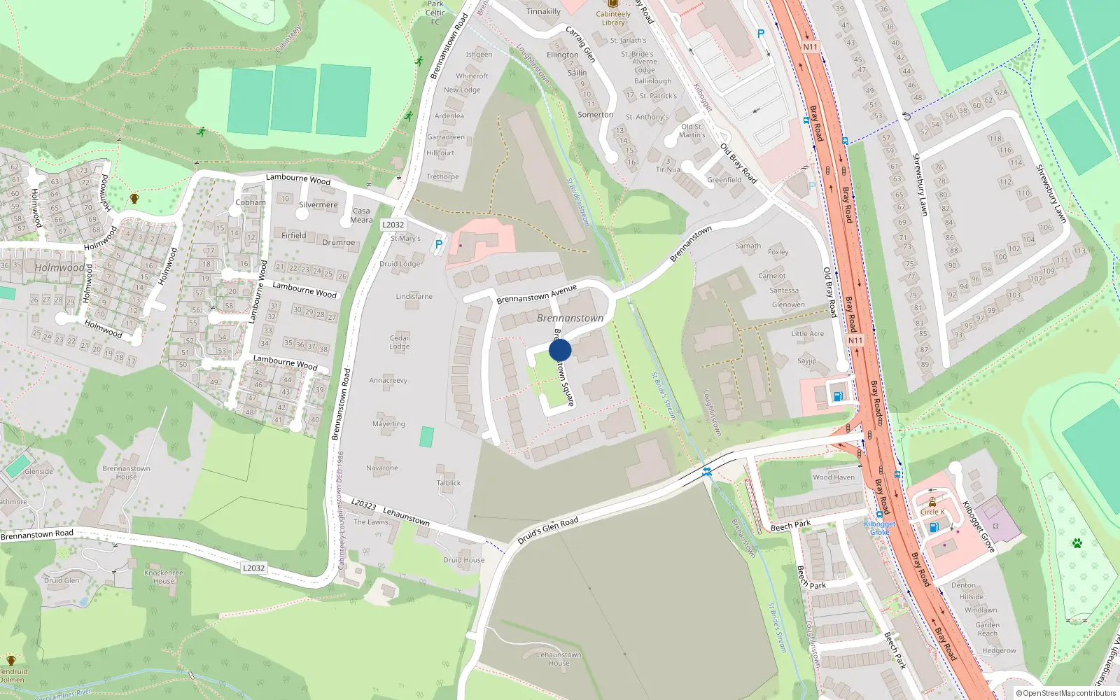 Overhead map showing the location of 17 Mercer House, Brennanstown Square, Cabinteely