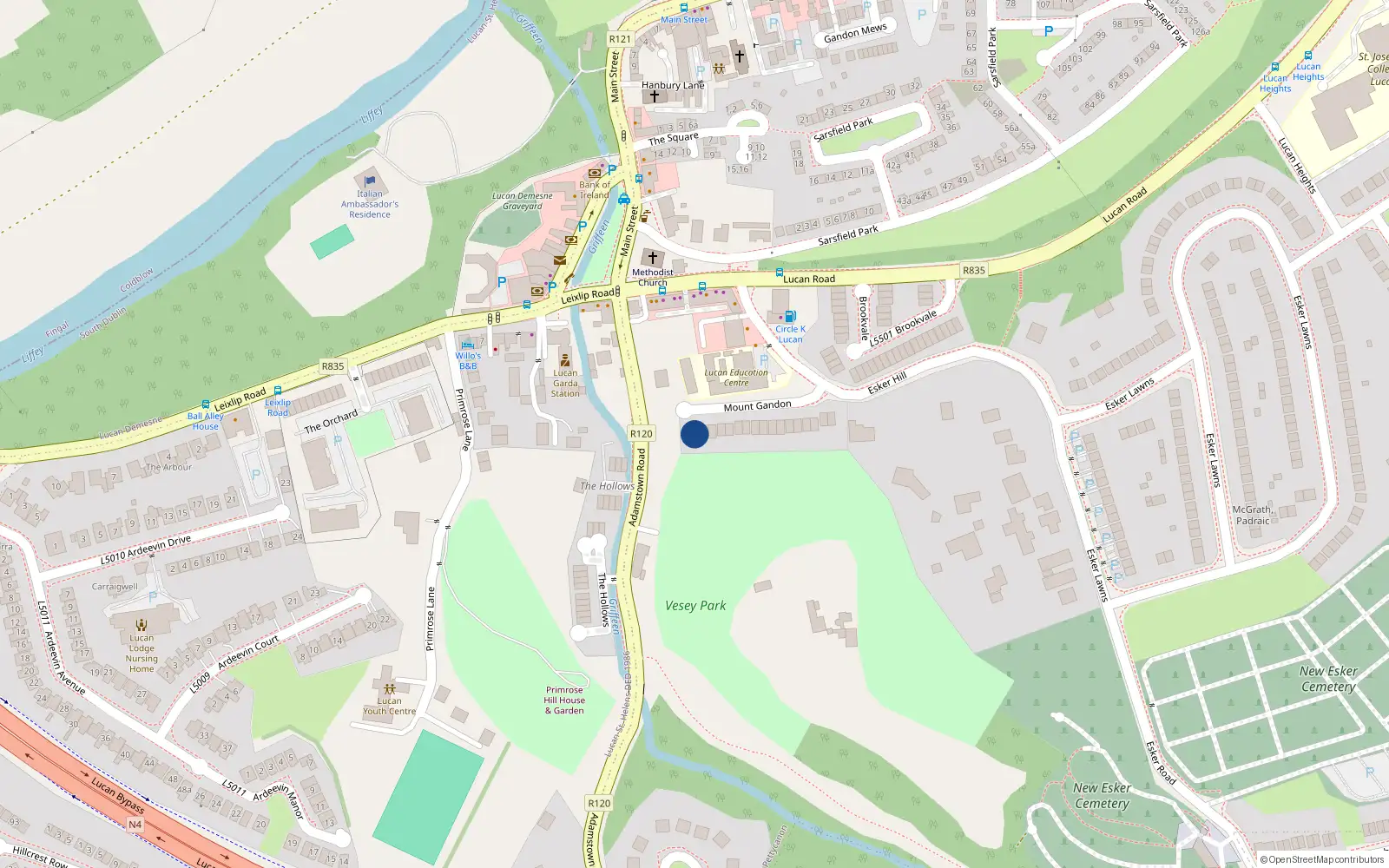 Overhead map showing the location of 17 Mount Gandon, Lucan