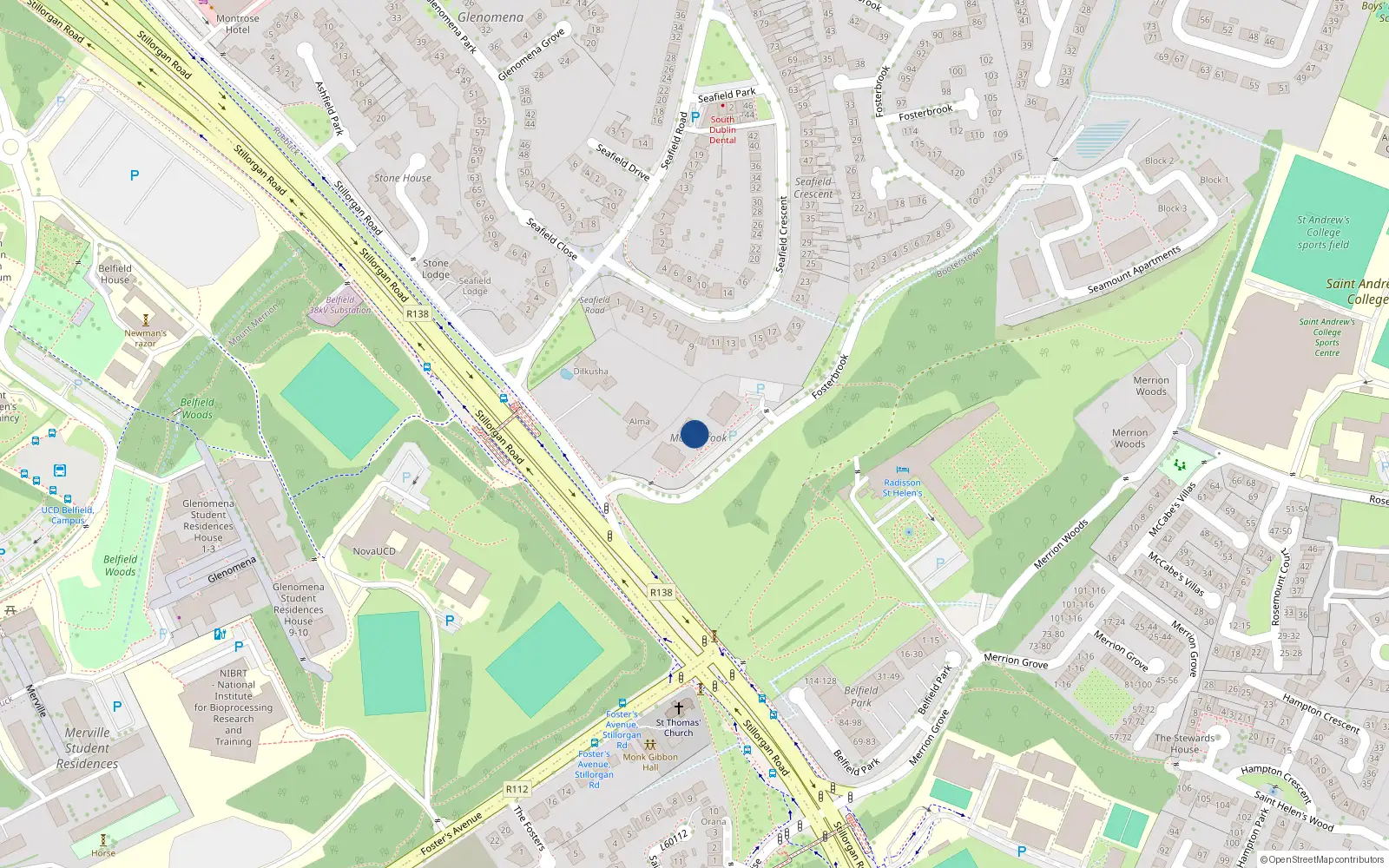 Overhead map showing the location of 17 Mountbrook, Stillorgan Road, Blackrock