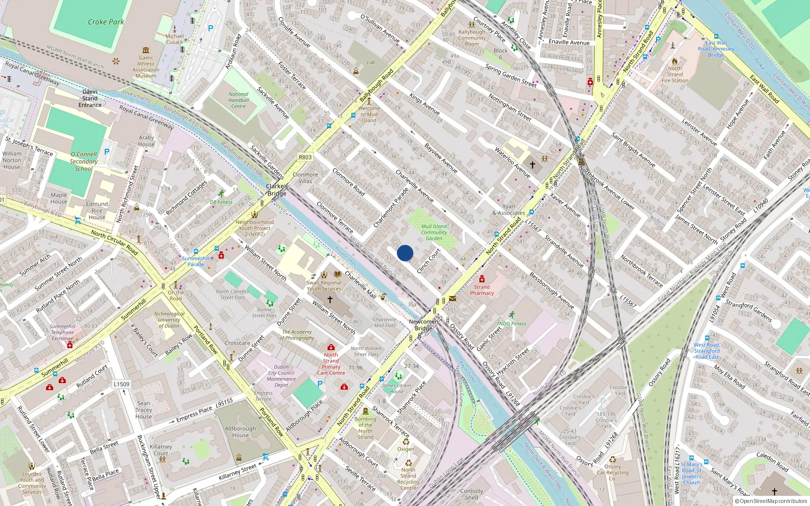 Overhead map showing the location of 17 Newcomen Avenue, Dublin 1