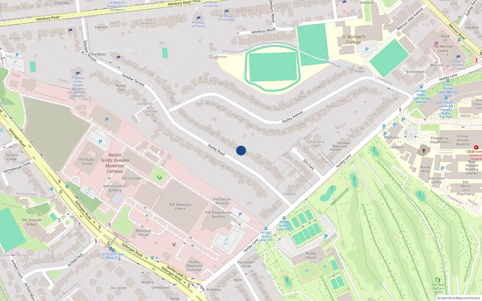 Overhead map showing the location of 17 Nutley Road, Priesthouse