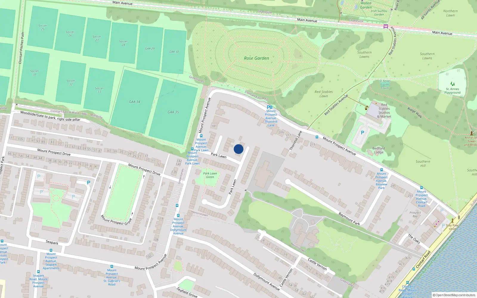 Overhead map showing the location of 17 Park Lawn, Clontarf, Dublin 3
