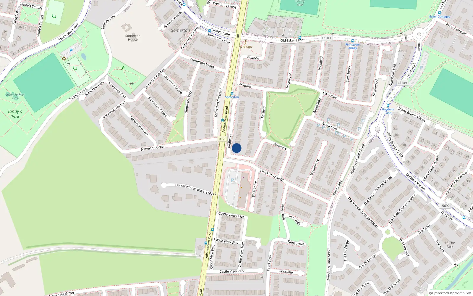 Overhead map showing the location of 17 Redberry, Lucan