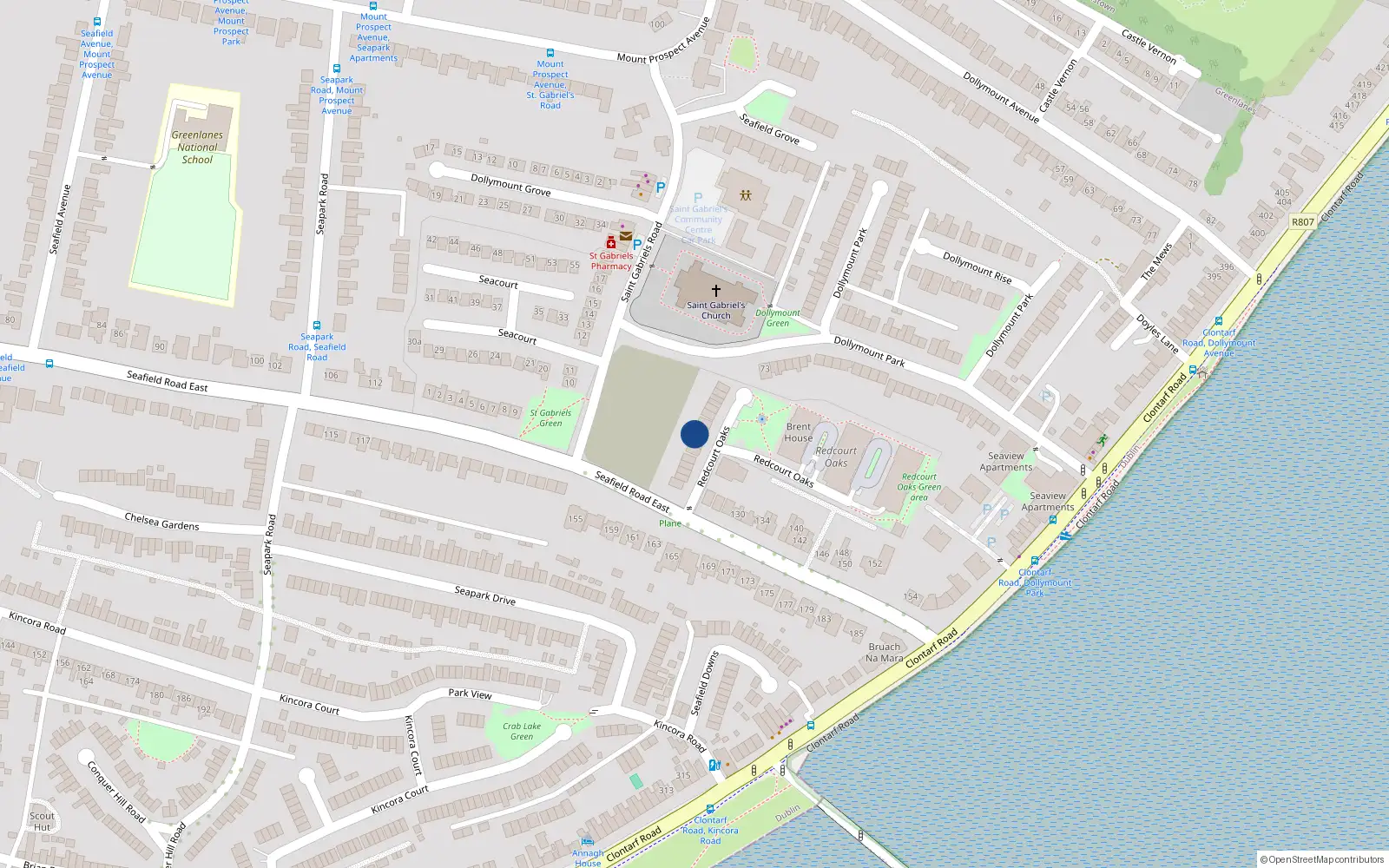 Overhead map showing the location of 17 Redcourt Oaks, Seafield Road, Clontarf Dublin 3