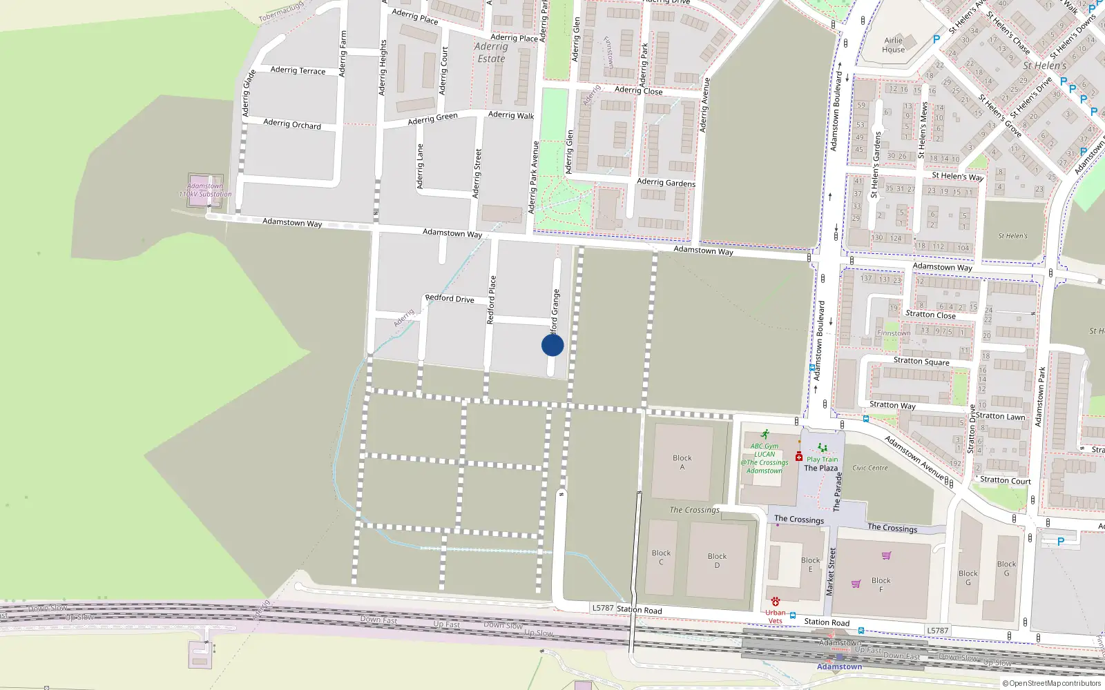 Overhead map showing the location of 17 Redford Park View, Gollierstown