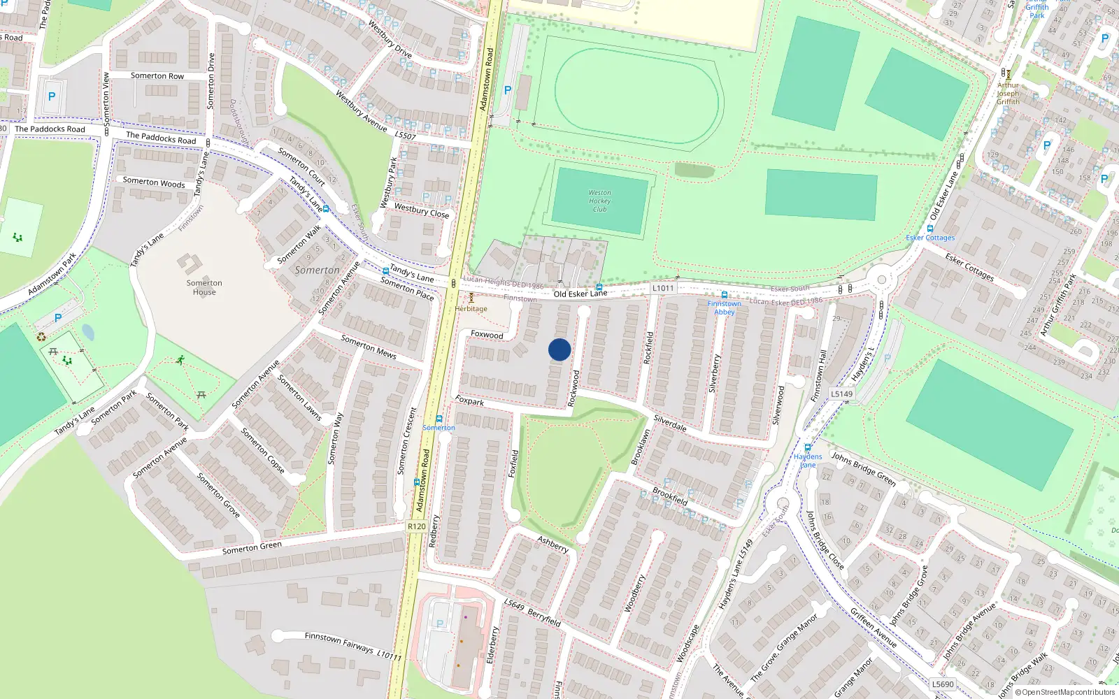 Overhead map showing the location of 17 Rockwood, Lucan