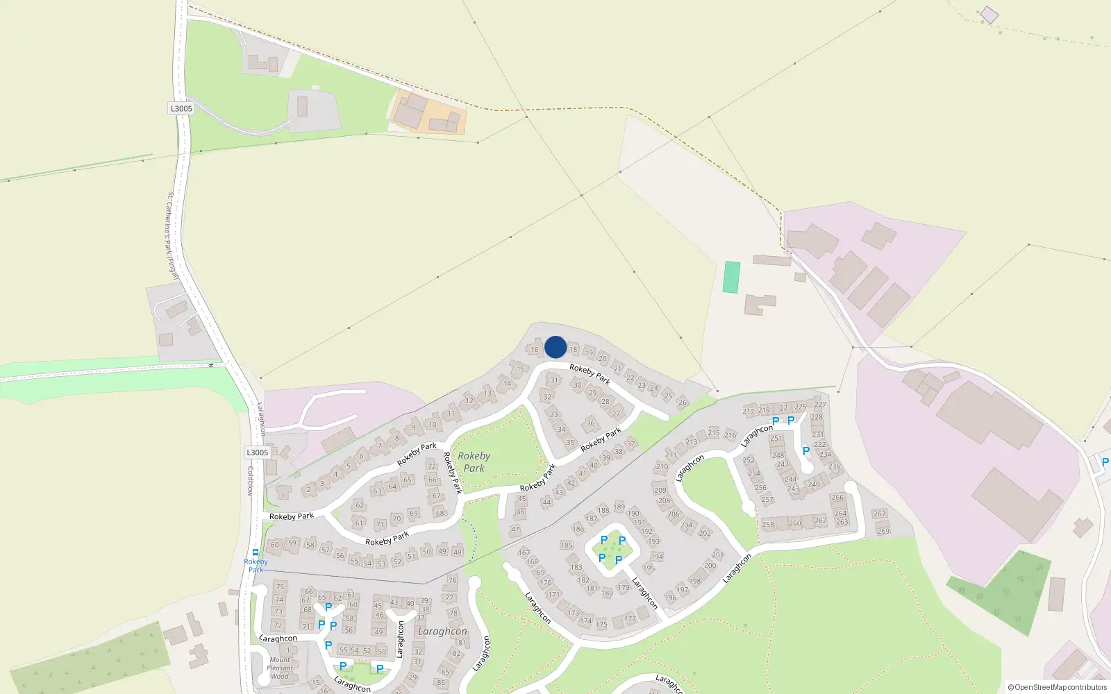 Overhead map showing the location of 17 Rokeby Park, Lucan