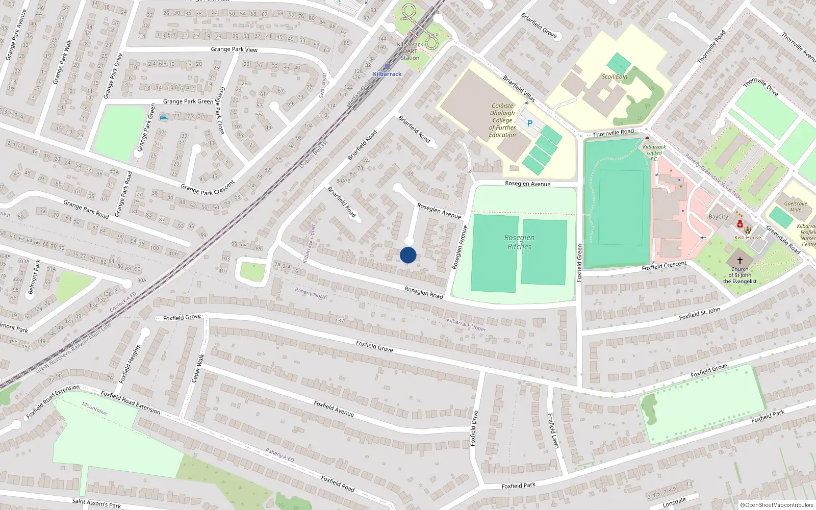 Overhead map showing the location of 17 Roseglen Avenue, Raheny, Dublin 5