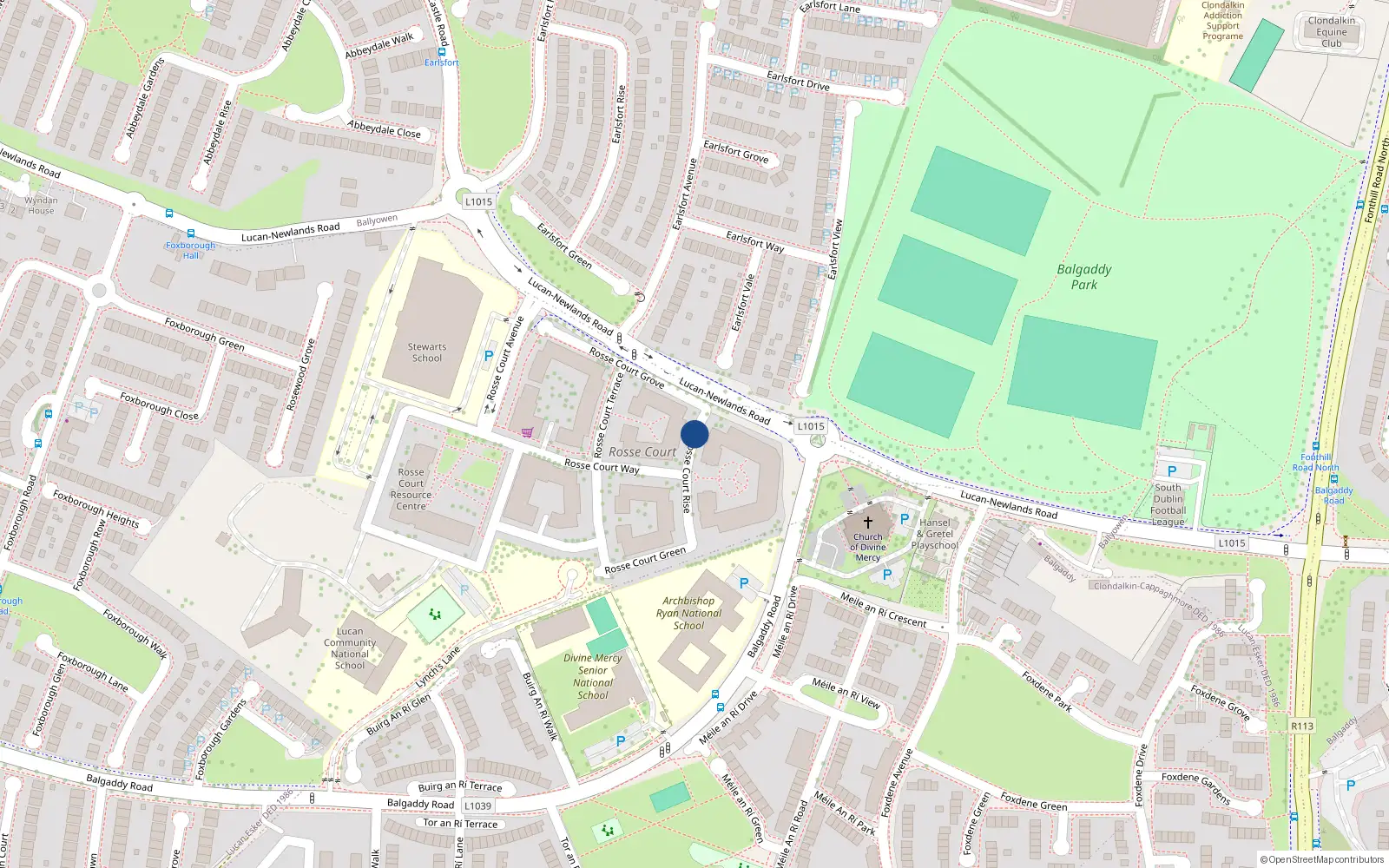 Overhead map showing the location of 17 Rosse Court Rise, Lucan