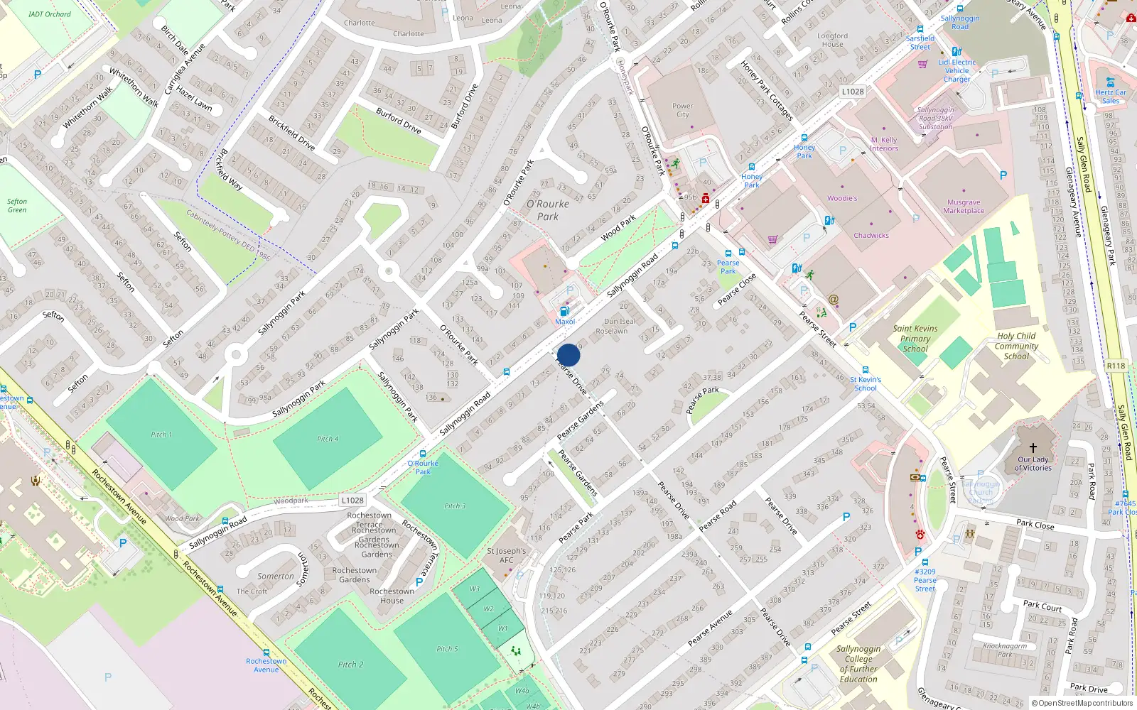 Overhead map showing the location of 17 Sallynoggin Road Upper, Sallynoggin, Dun Laoghaire