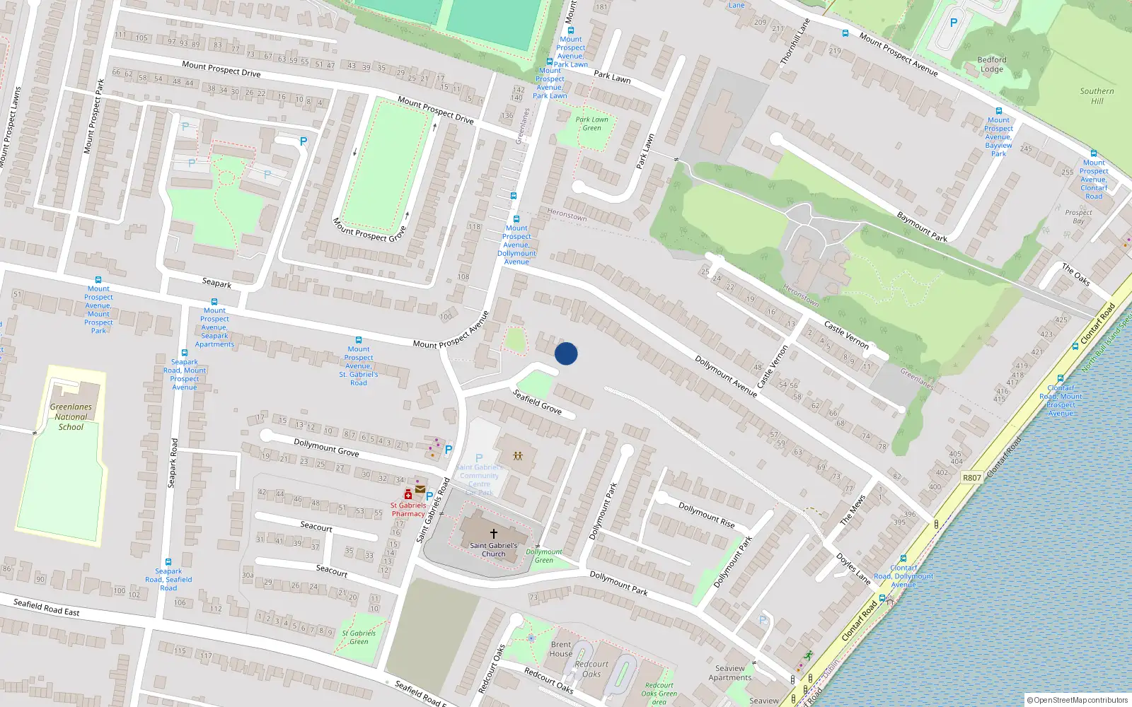 Overhead map showing the location of 17 Seafield Grove, Dublin 3